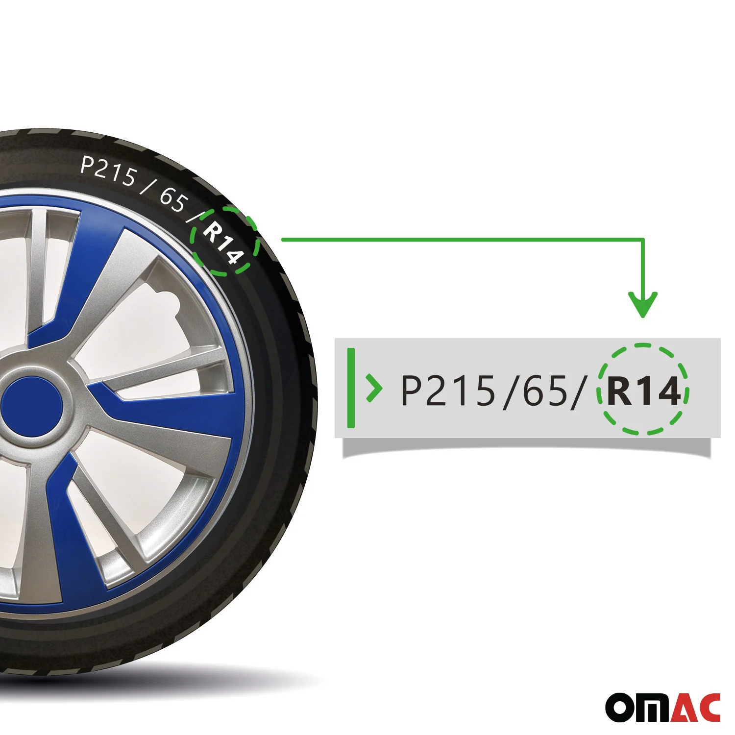 Twintone Hub Caps Wheel Cover 14" Grey & Dark Blue Insert Full Set 4 pcs. - Image 5