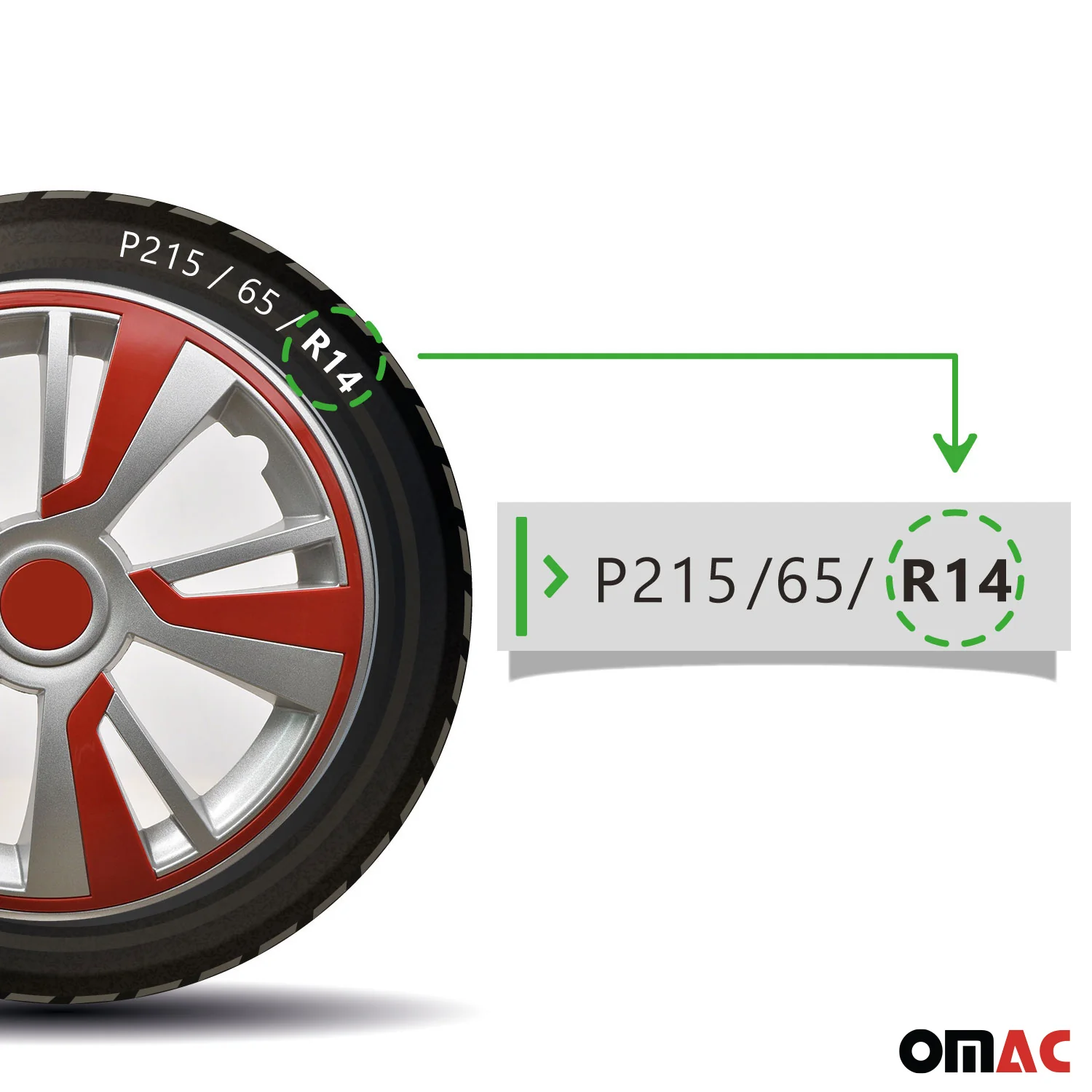Twintone Hub Caps Wheel Cover 14" Grey & Red Insert Full Set 4 pcs. - Image 5
