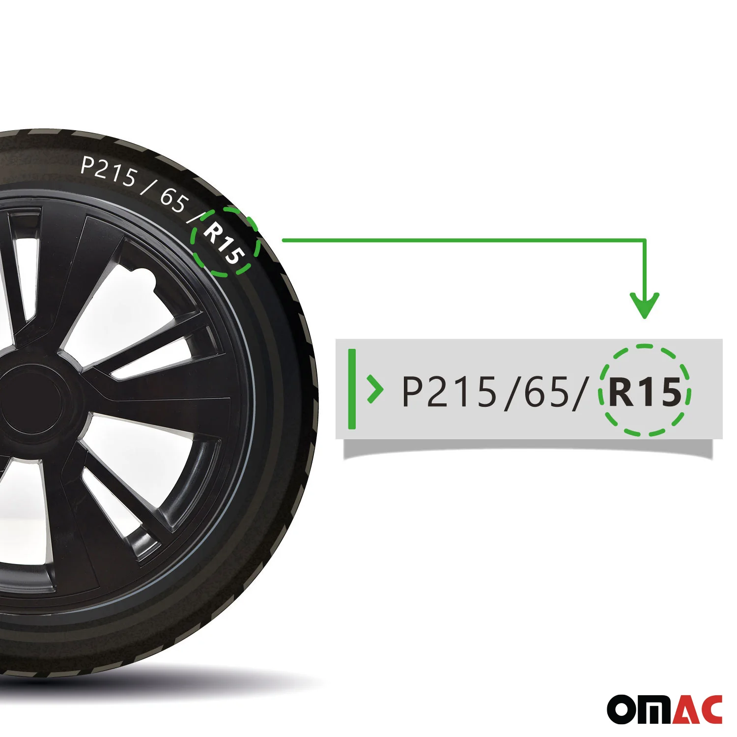 Twintone Hub Caps Wheel Cover 15" Black & Black Insert Full Set 4 pcs. - Image 5