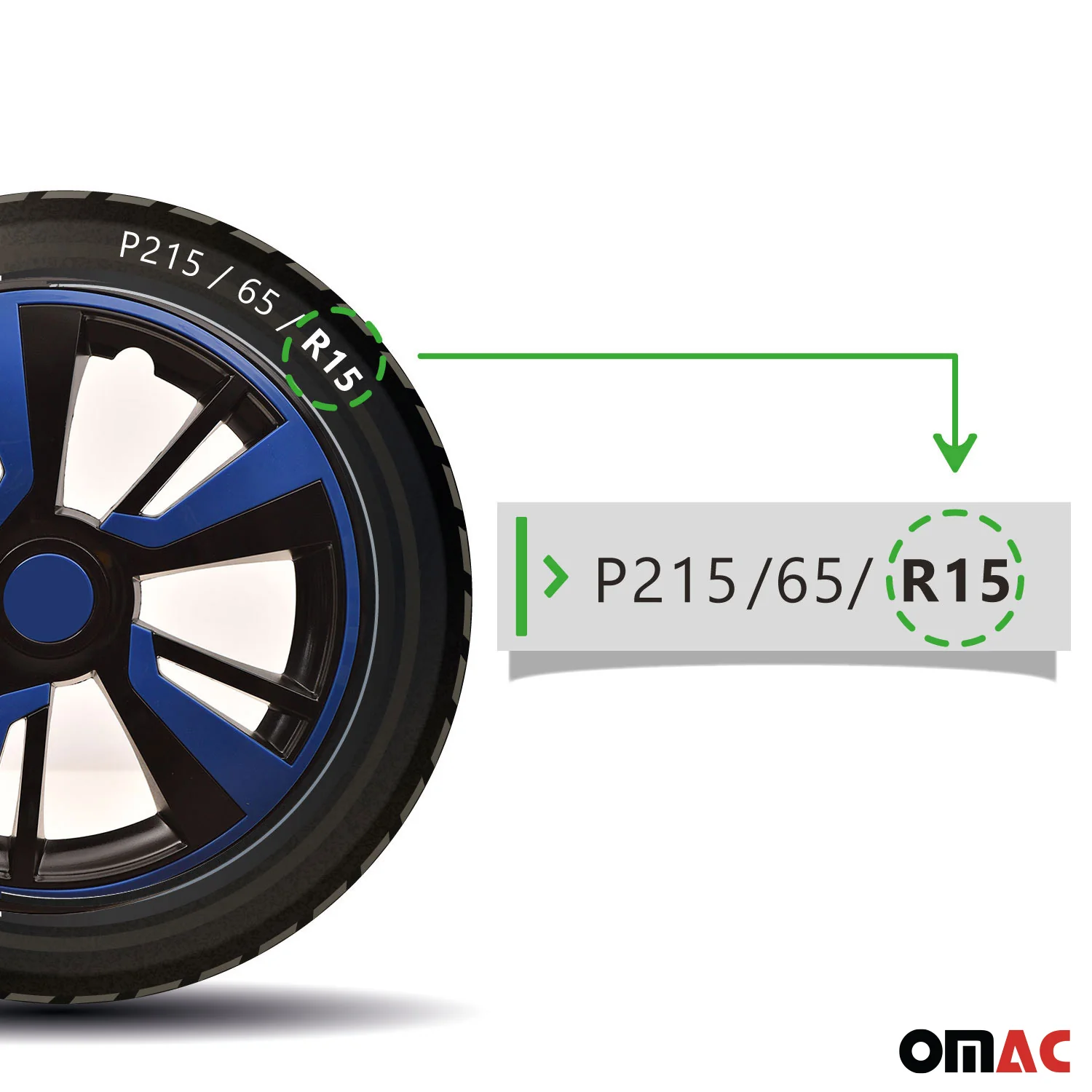 Twintone Hub Caps Wheel Cover 15" Black & Dark Blue Insert Full Set 4 pcs. - Image 5