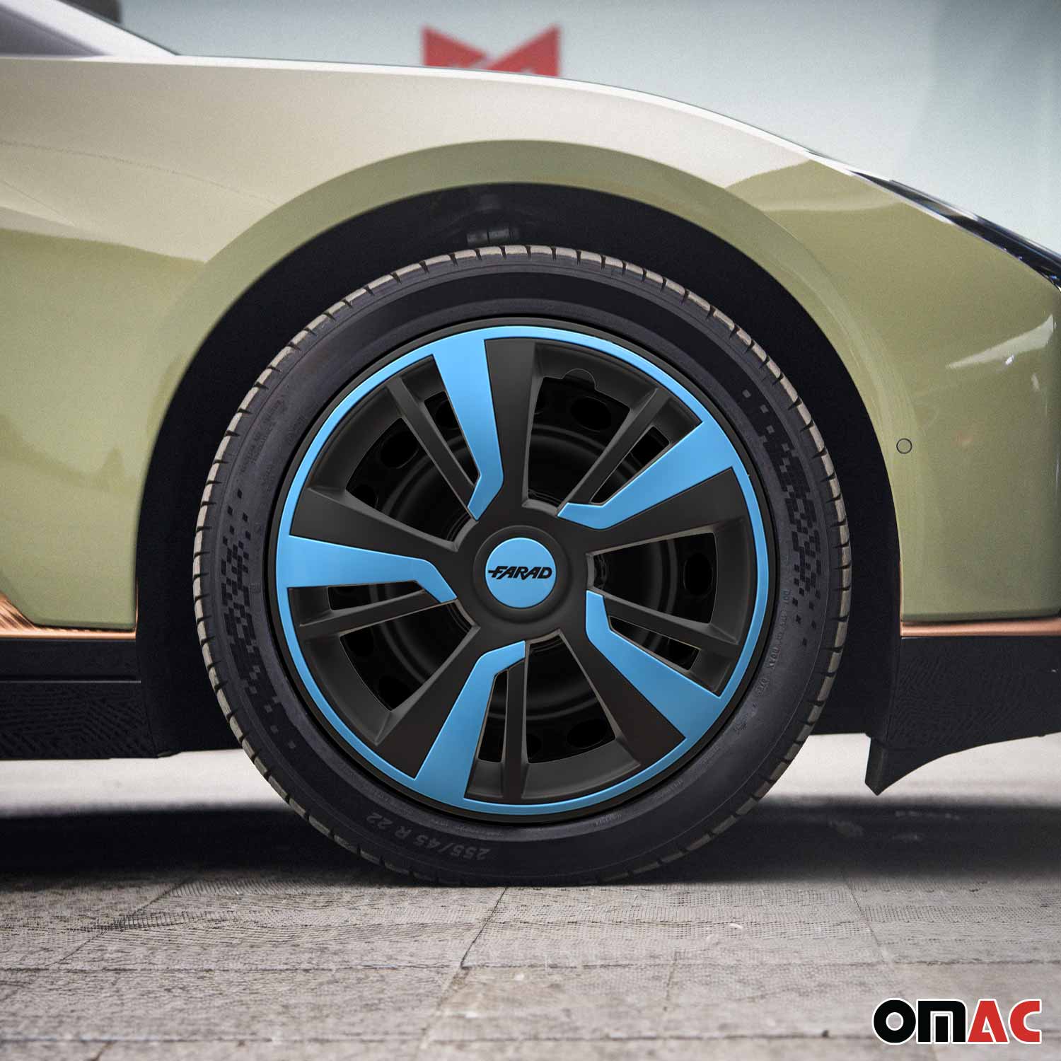 Twintone Hub Caps Wheel Cover 15" Black Matt & Blue Insert Full Set 4 pcs. - Image 2