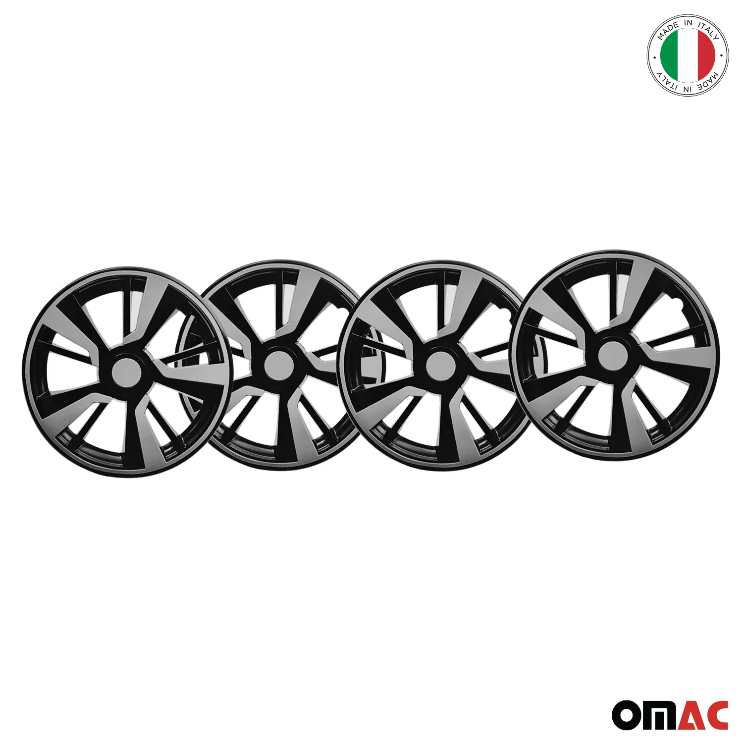 Twintone Hub Caps Wheel Cover 15" Black Matt & Light Gray Insert Full Set 4 pcs. - Image 5