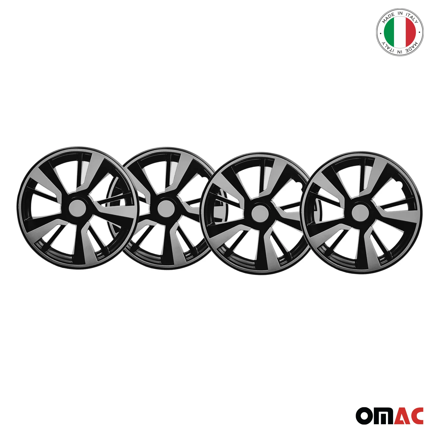 Twintone Hub Caps Wheel Cover 15" Black Matt & Light Gray Insert Full Set 4 pcs. - Image 6