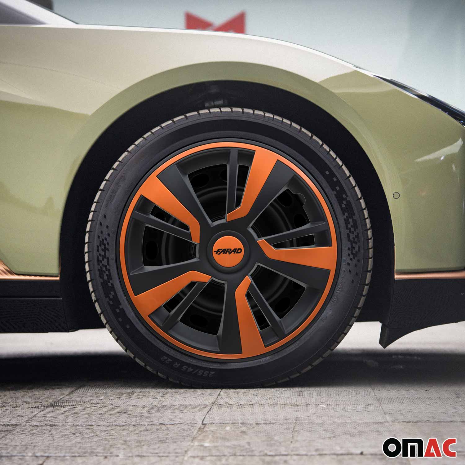 Twintone Hub Caps Wheel Cover 15" Black Matt & Orange Insert Full Set 4 pcs. - Image 2