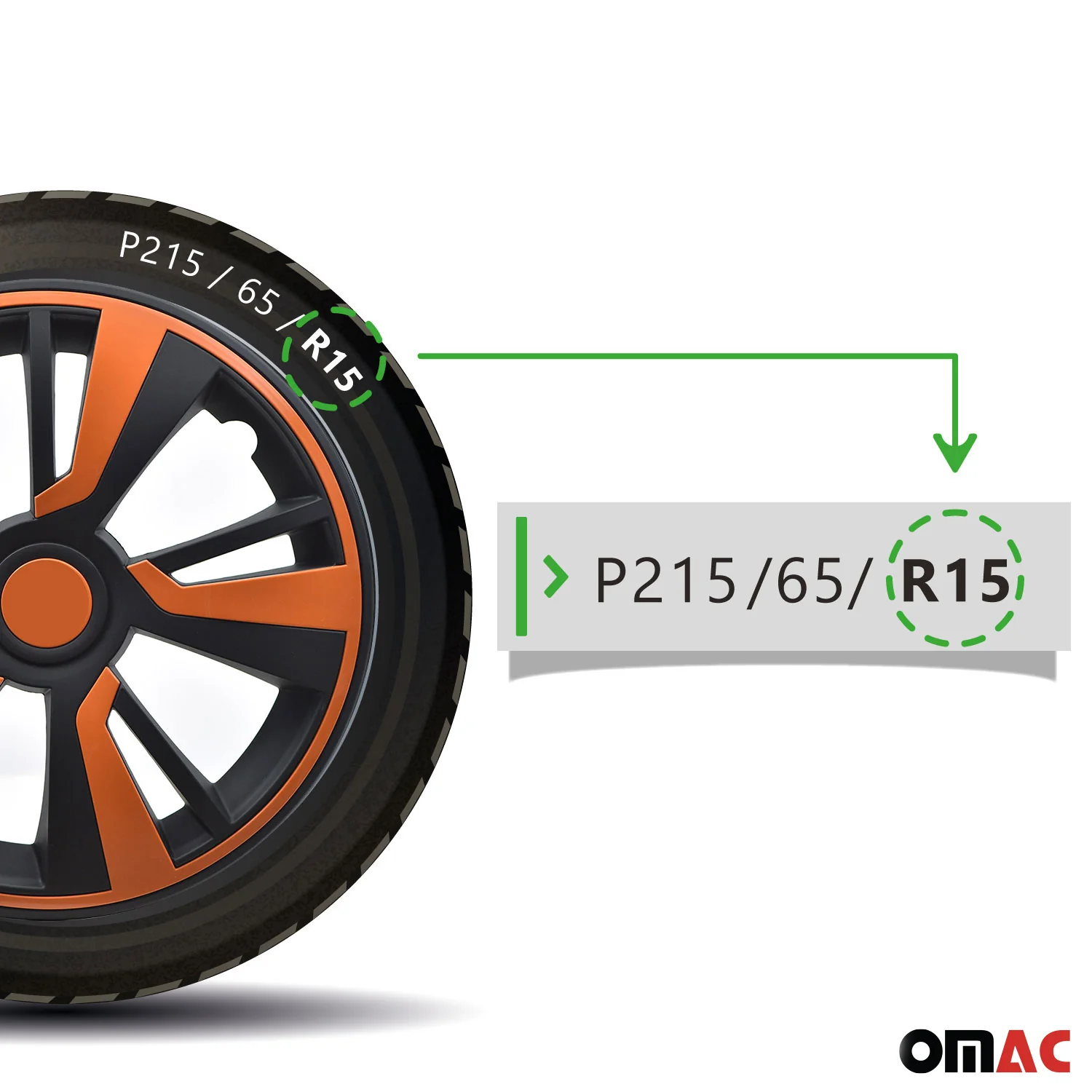Twintone Hub Caps Wheel Cover 15" Black Matt & Orange Insert Full Set 4 pcs. - Image 5