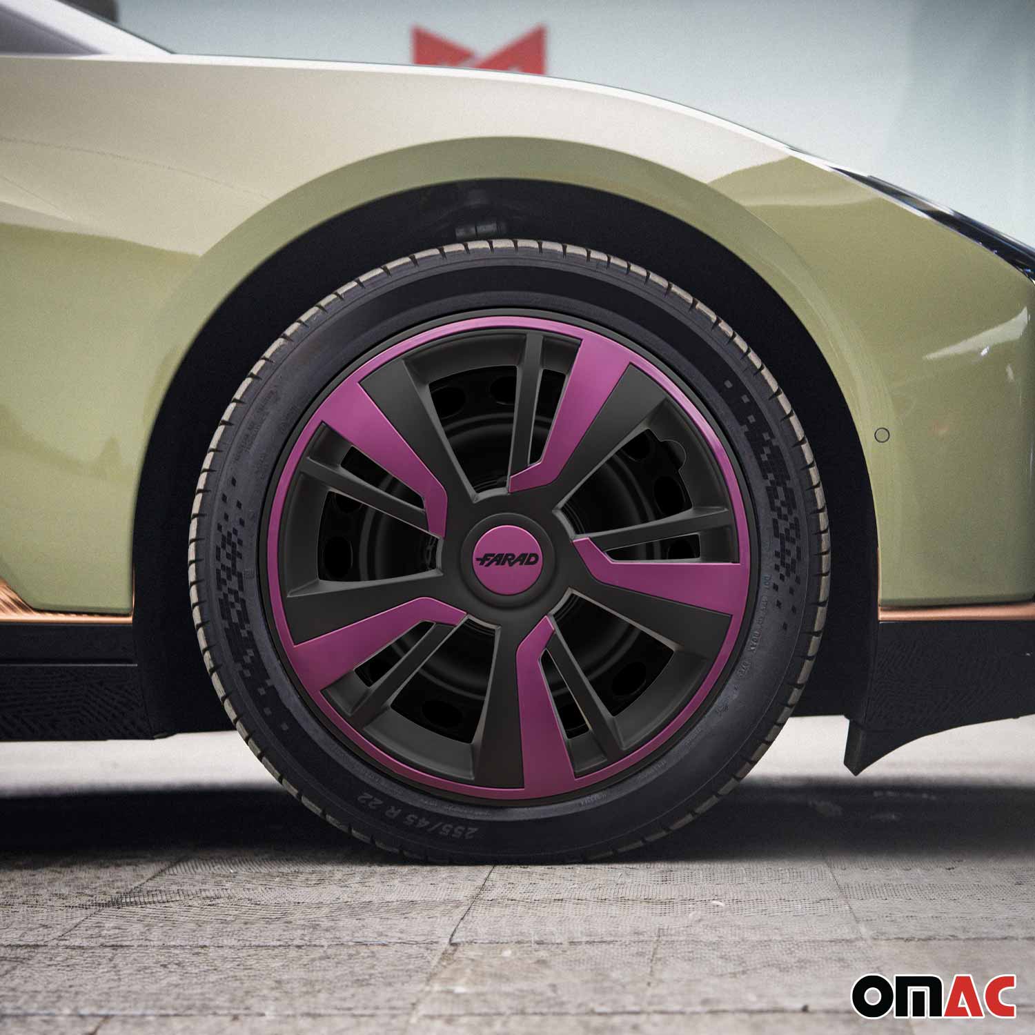 Twintone Hub Caps Wheel Cover 15" Black Matt & Violet Insert Full Set 4 pcs. - Image 2