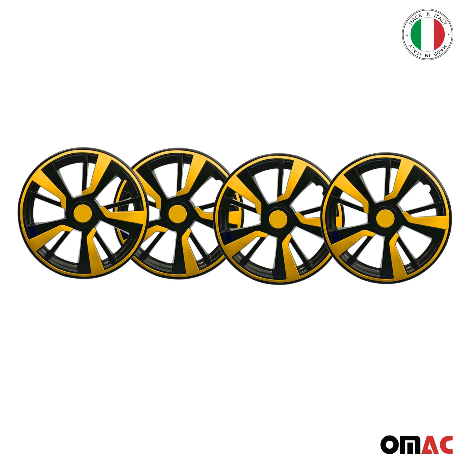 Twintone Hub Caps Wheel Cover 15" Black Matt & Yellow Insert Full Set 4 pcs. - Image 6