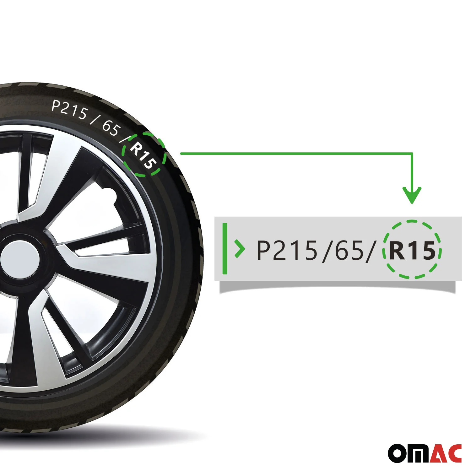 Twintone Hub Caps Wheel Cover 15" Black & White Insert Full Set 4 pcs. - Image 5