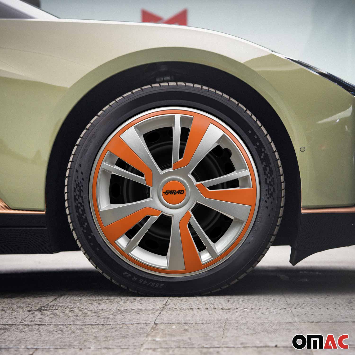 Twintone Hub Caps Wheel Cover 15" Grey & Orange Insert Full Set 4 pcs. - Image 2