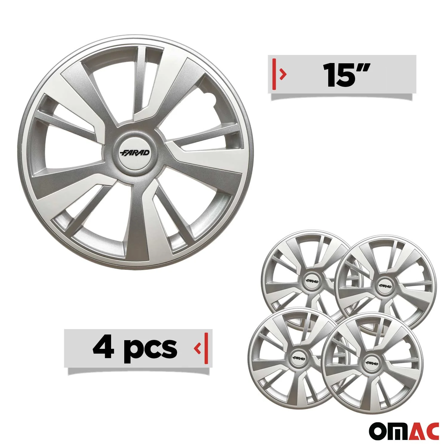 Twintone Hub Caps Wheel Cover 15" Grey & White Insert Full Set 4 pcs. - Image 3