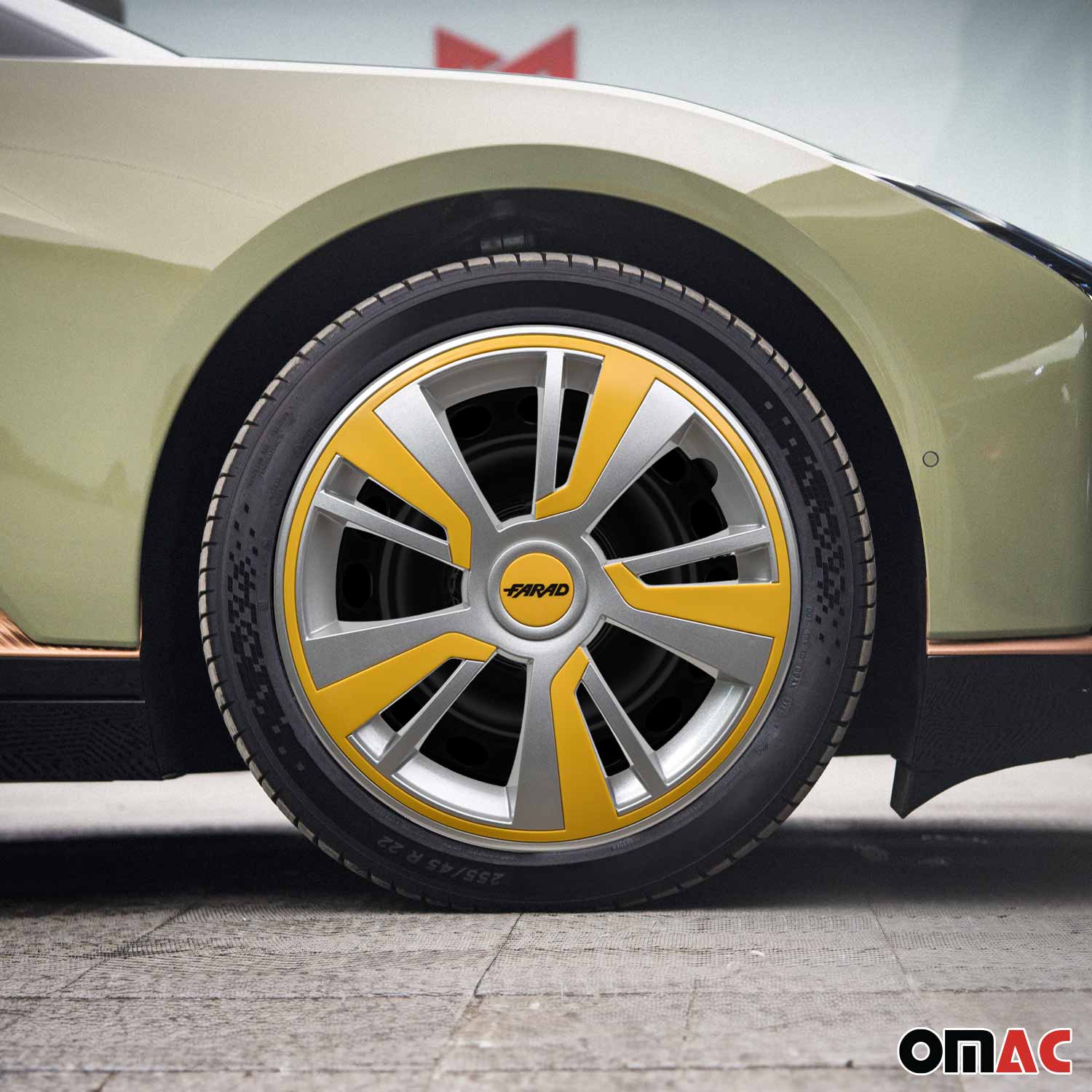 Twintone Hub Caps Wheel Cover 15" Grey & Yellow Insert Full Set 4 pcs. - Image 2
