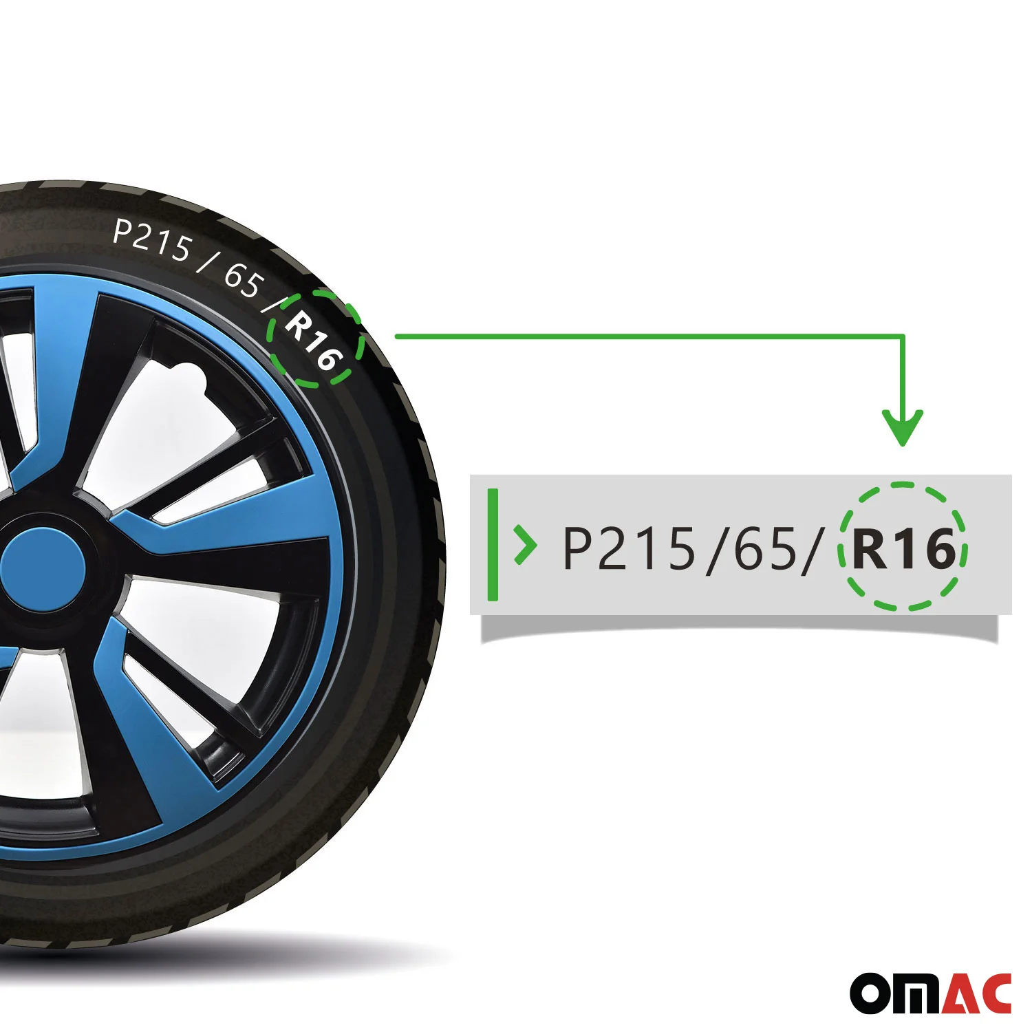 Twintone Hub Caps Wheel Cover 16" Black & Blue Insert Full Set 4 pcs. - Image 5