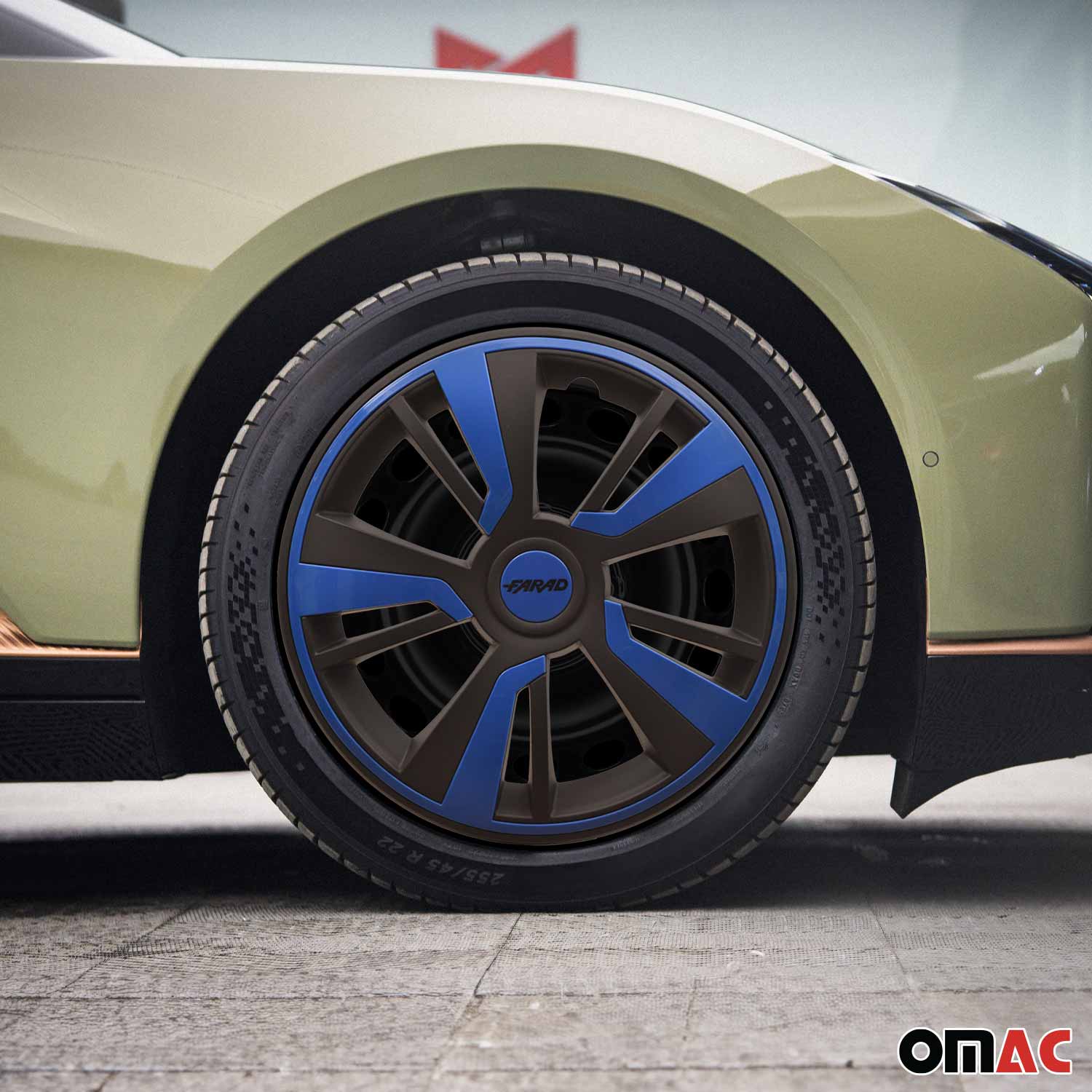 Twintone Hub Caps Wheel Cover 16" Black Matt & Dark Blue Insert Full Set 4 pcs. - Image 2