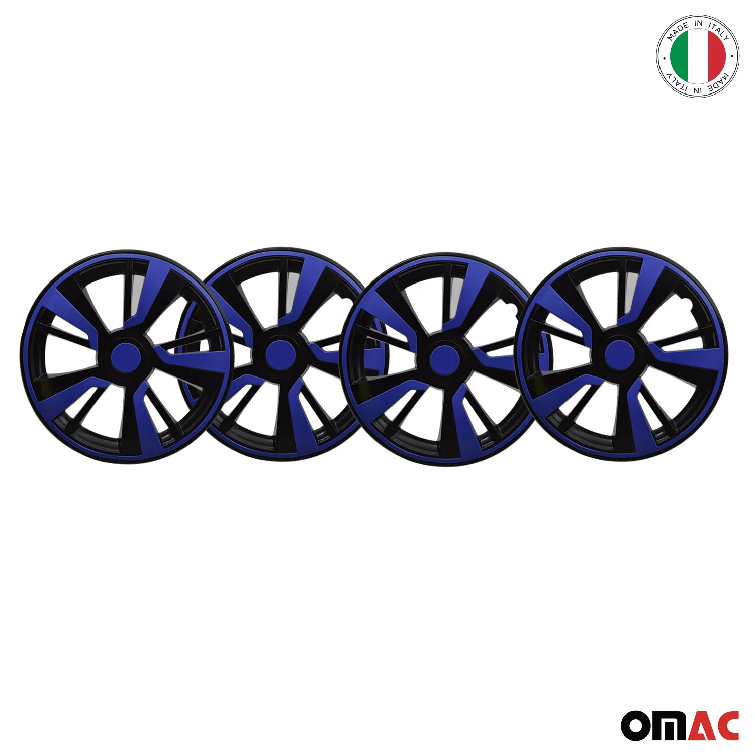 Twintone Hub Caps Wheel Cover 16" Black Matt & Dark Blue Insert Full Set 4 pcs. - Image 6