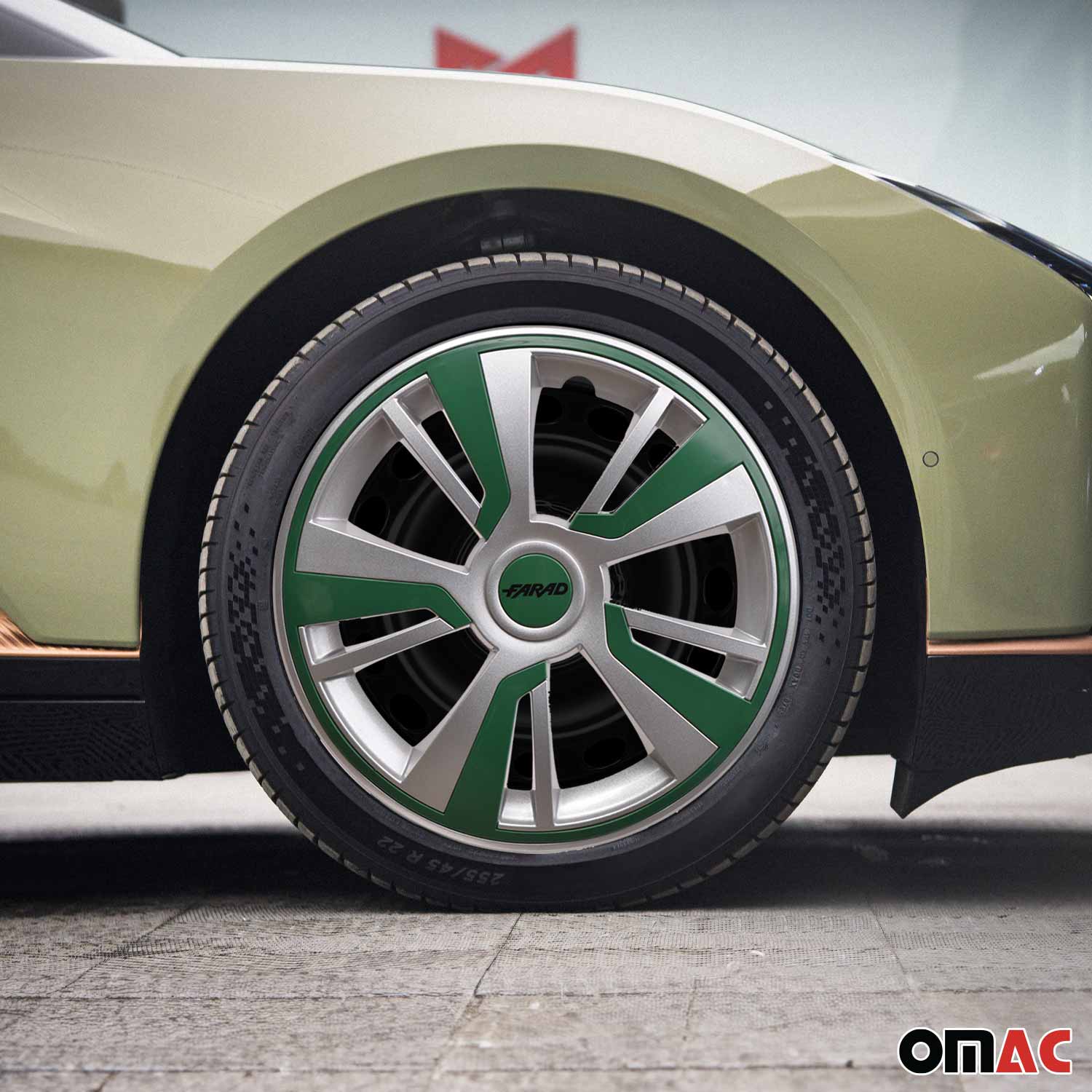 Twintone Hub Caps Wheel Cover 16" Grey & Green Insert Full Set 4 pcs. - Image 2