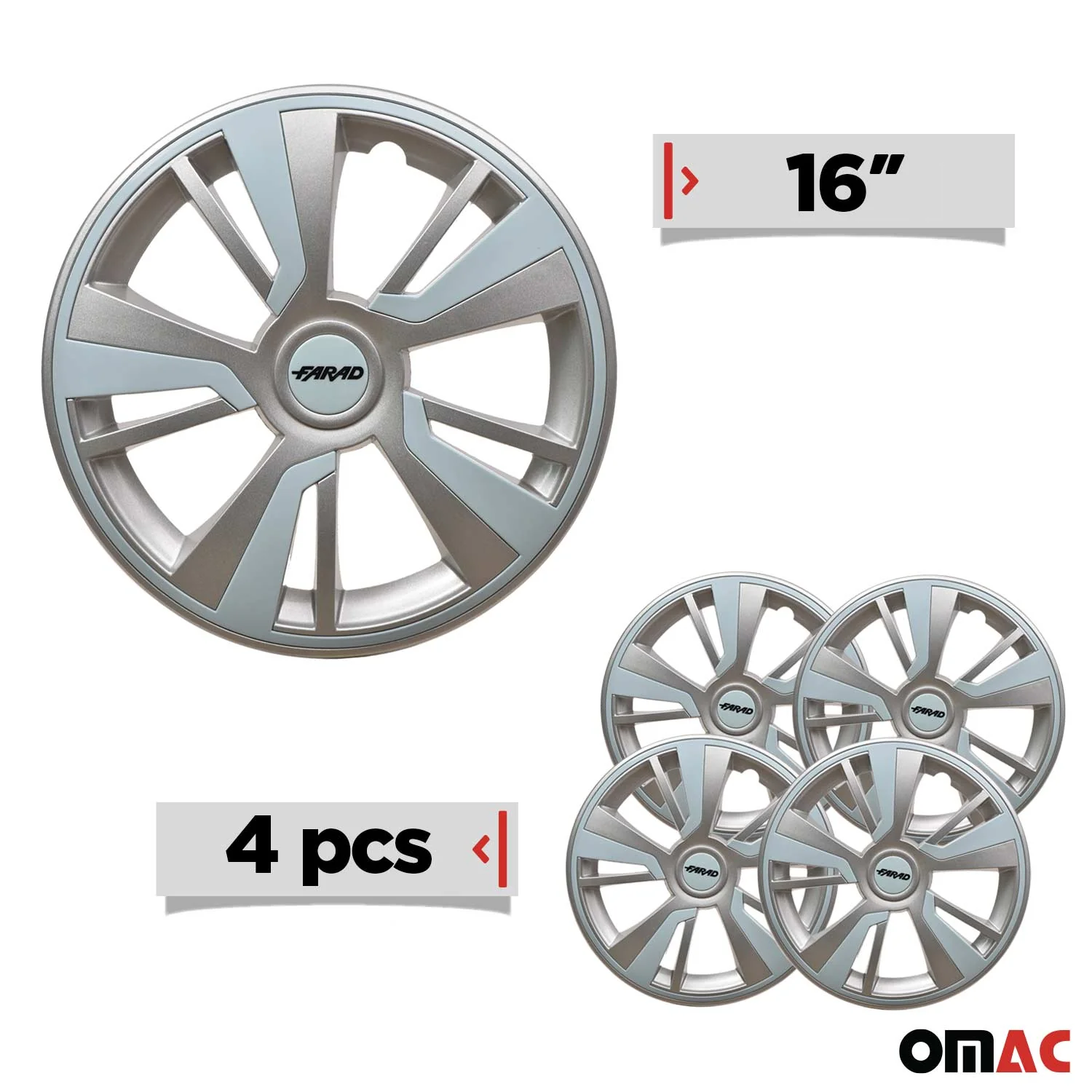 Twintone Hub Caps Wheel Cover 16" Grey & Light Blue Insert Full Set 4 pcs. - Image 3