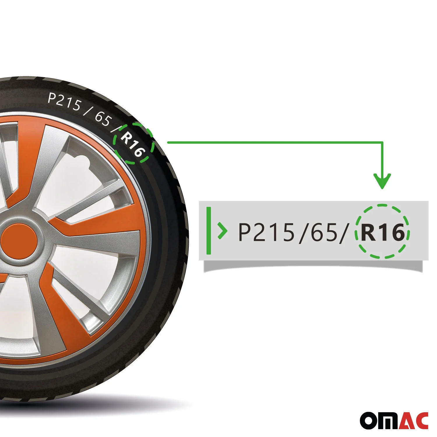 Twintone Hub Caps Wheel Cover 16" Grey & Orange Insert Full Set 4 pcs. - Image 5