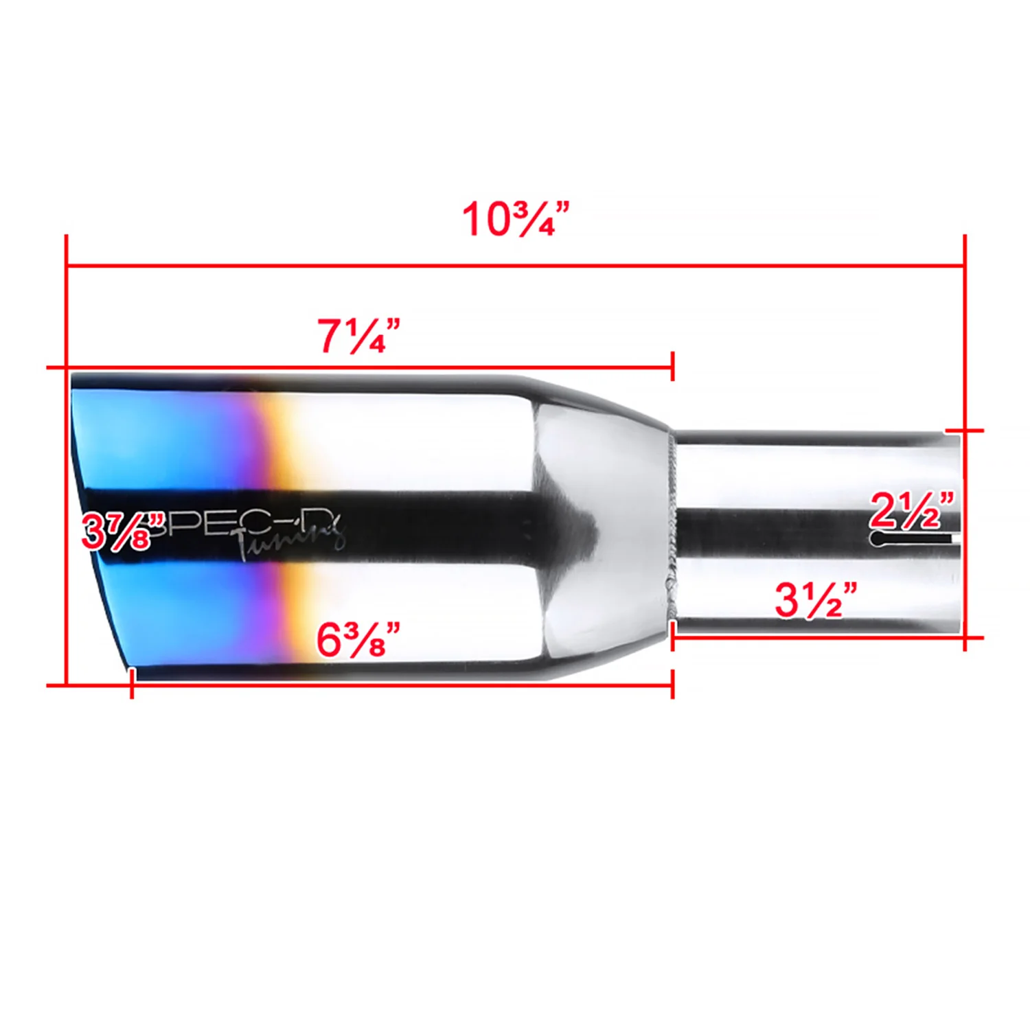 Universal 2.5" Inlet/3.875" Outlet Chrome Steel Angled Burnt Blue Exhaust Tips - Image 2