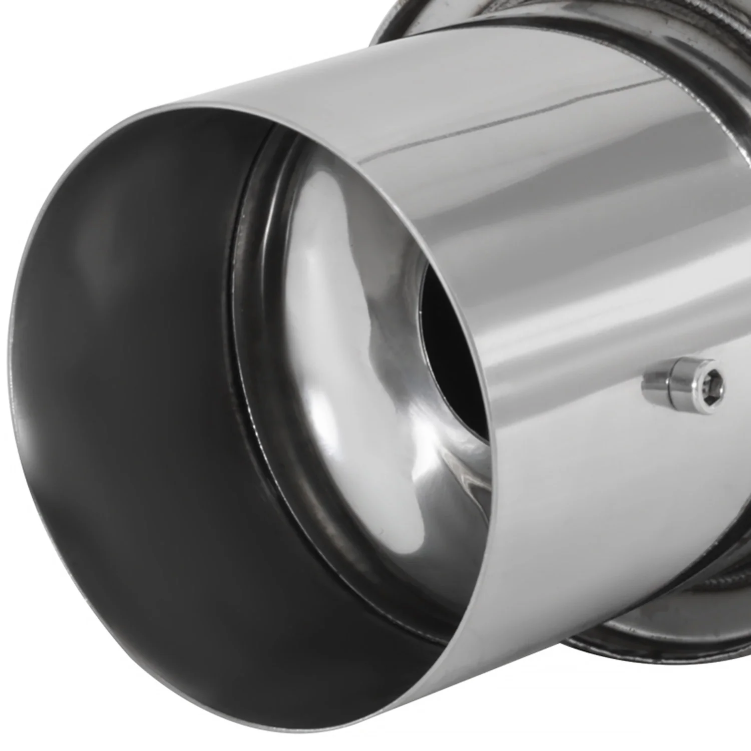 Universal 2.5" Inlet/4" Outlet S.Steel Spiral Flow Exhaust Muffler w/ Silencer - Image 3