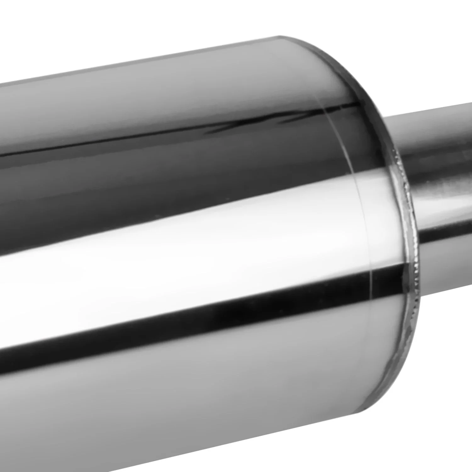 Universal 2.5" Inlet/4" Outlet Stainless Steel Muffler w/ Fireball Style Tip - Image 4