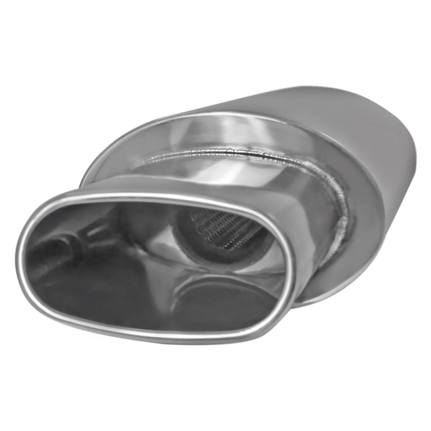Universal 2.5" Inlet Stainless Steel Exhaust Muffler w/ Oval Tip - Image 9