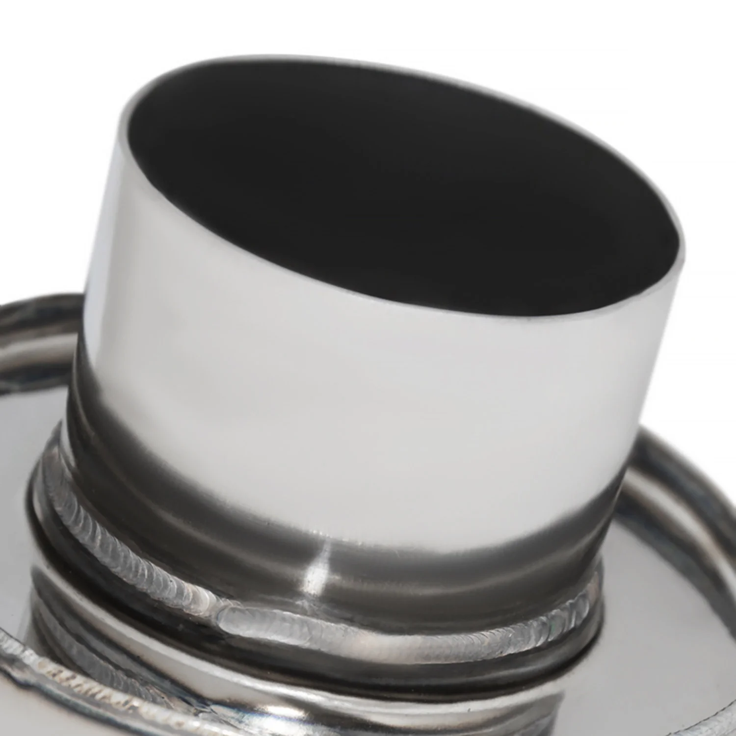 Universal 3" Inlet/4" Outlet S.Steel Spiral Flow Exhaust Muffler w/ Burnt Tip - Image 10