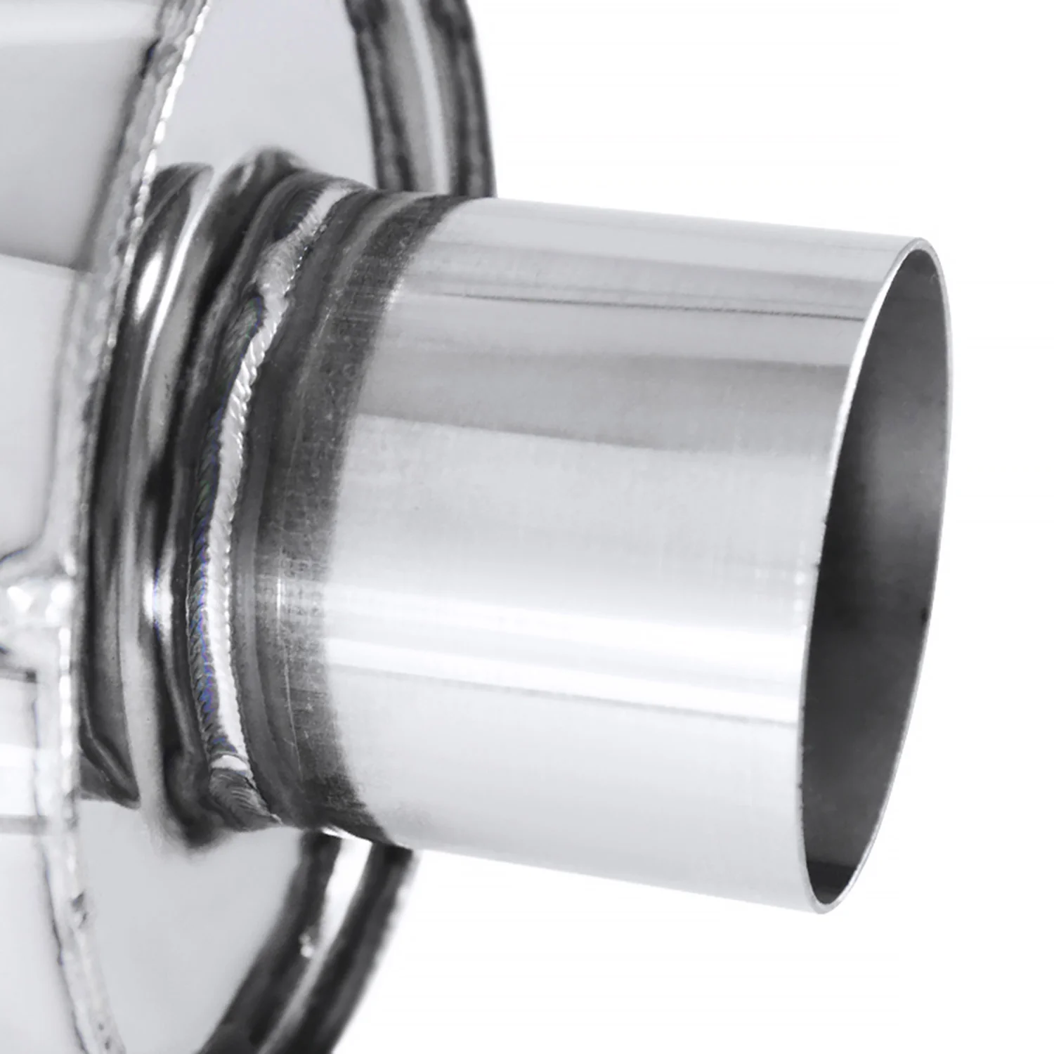 Universal 3" Inlet/4" Outlet S.Steel Spiral Flow Exhaust Muffler w/ Slanted Tip - Image 10