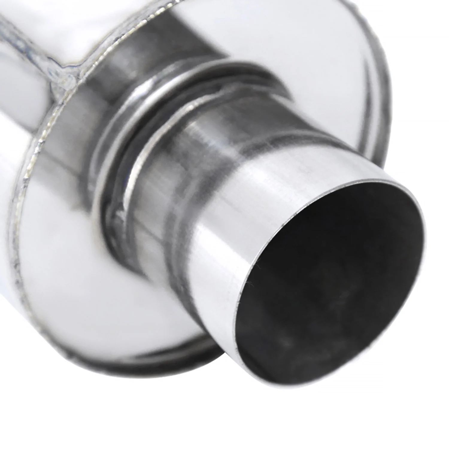 Universal 3" Inlet/4" Outlet Steel Spiral Flow Exhaust Muffler Burnt Tip - Image 8