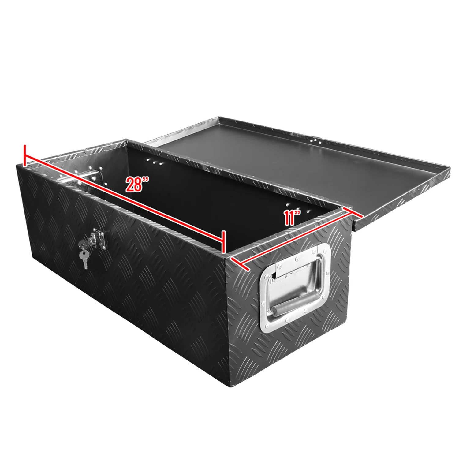 Universal 30" Heavy Duty Black Alu Truck Tool Box w/ Side Handles Lock & Keys - Image 7