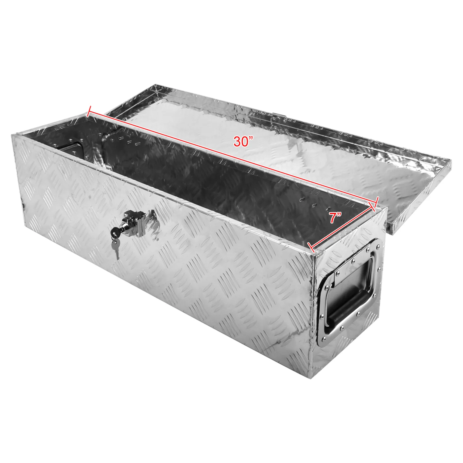 Universal 31" Heavy Duty Silver Aluminum Tool Box w/ Side Handles Lock & Keys - Image 3