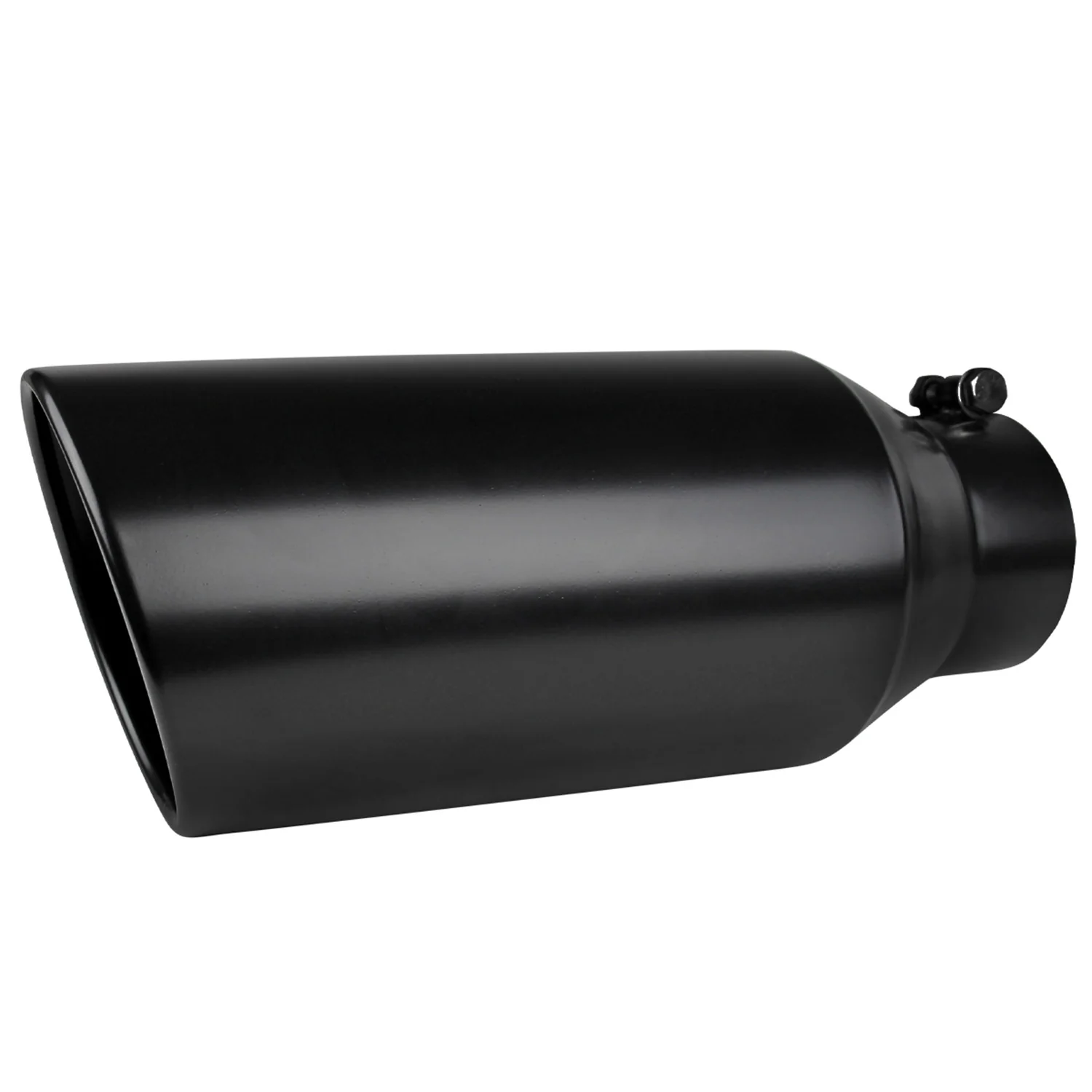 Universal 4" Inlet/6" Outlet Black Stainless Steel Bolt-On Angled Exhaust Tip - Image 8