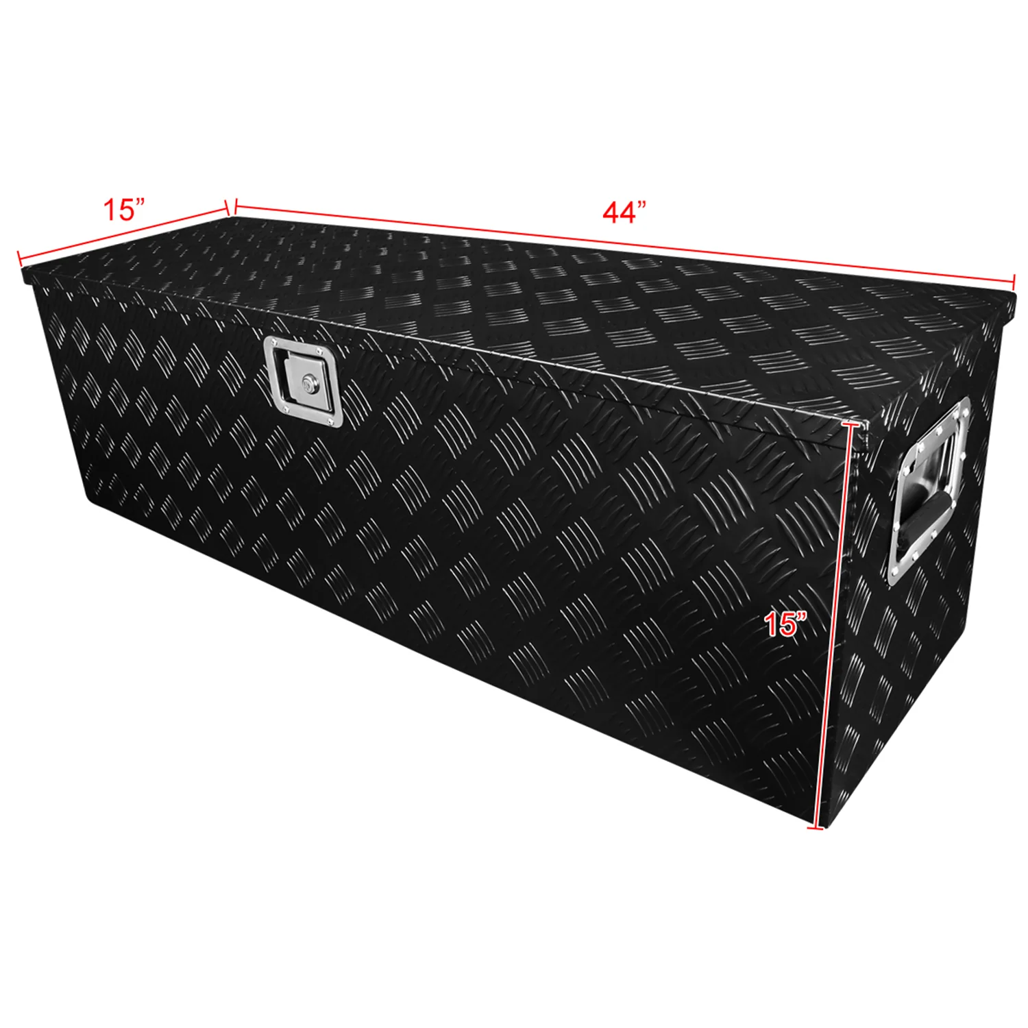 Universal 44" Heavy Duty Black Aluminum Tool Box w/ Side Handles Lock & Keys - Image 2