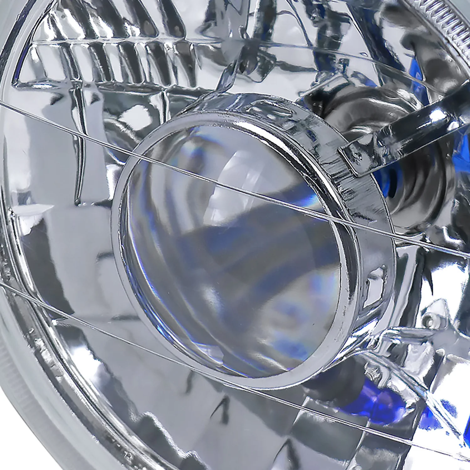 Universal 7" Round H4 Projector Headlights Chrome Housing/Clear Lens - Image 6