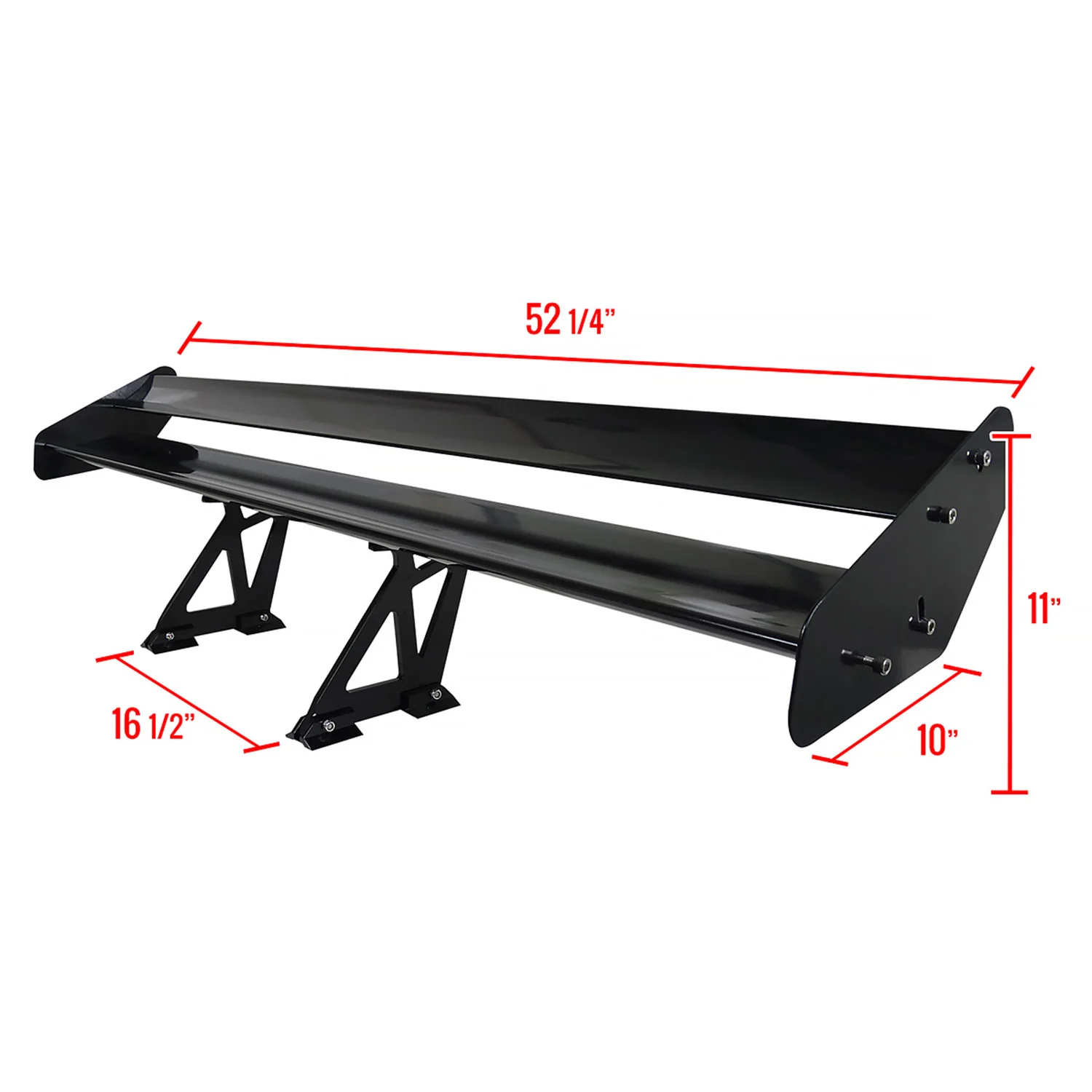Universal Black CNC Aluminum 52" Double Deck Adjustable Trunk Spoiler Wing - Image 2