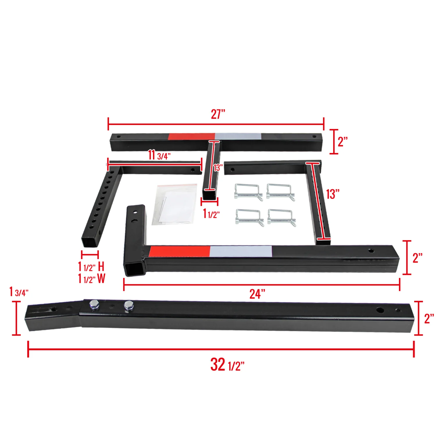 Universal Black Steel Adjustable Truck Bed 2" Hitch Extender - Image 10