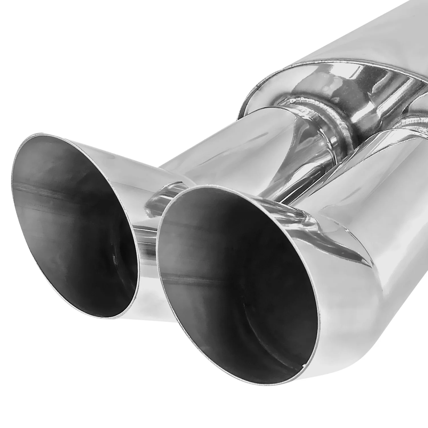 Universal DTM Style 2.5" Inlet/3" Outlet S.Steel Exhaust Muffler w/ Dual Tips - Image 3