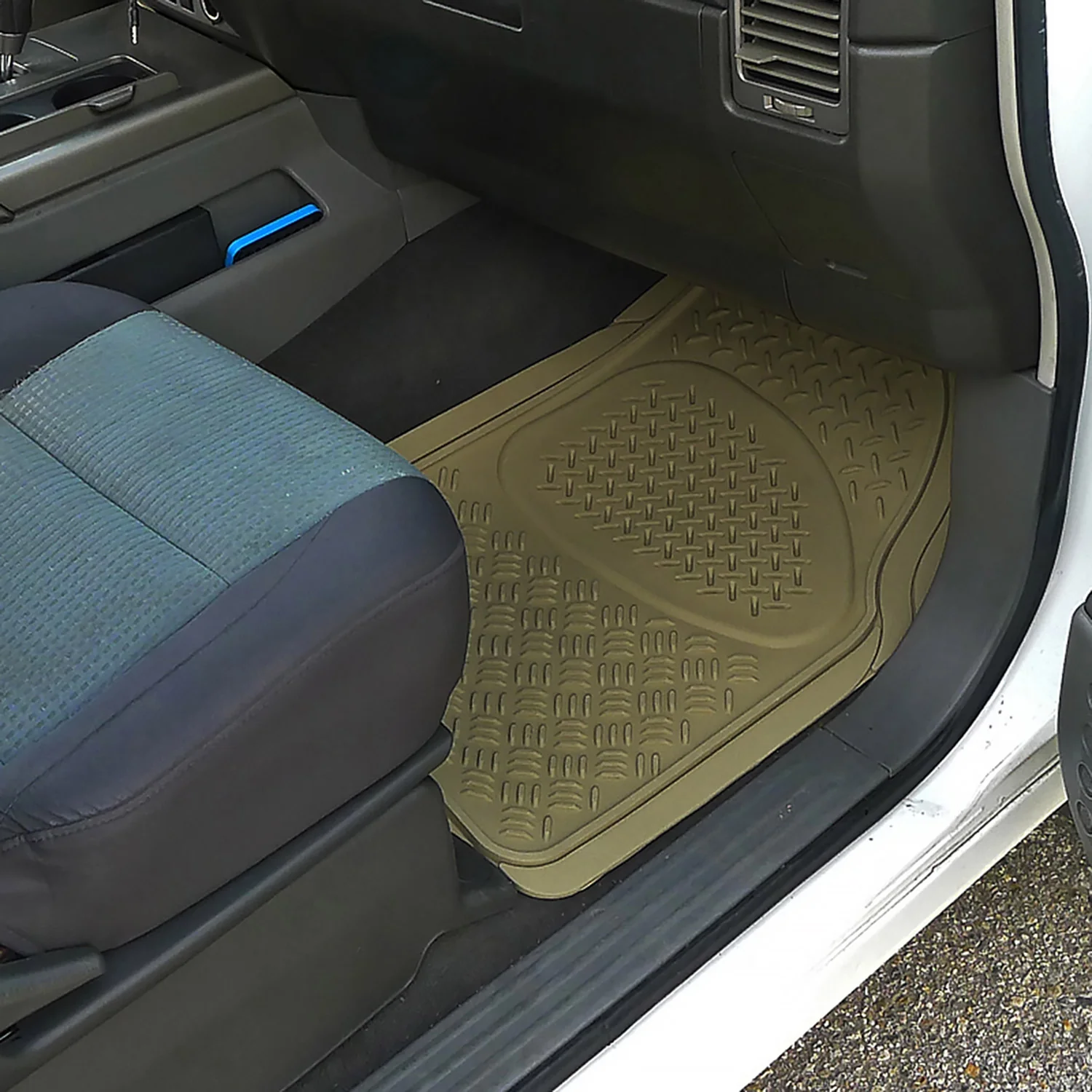 Universal fit Rubber Car Floor Mats Liner All Weather 3Pcs Beige - Image 9