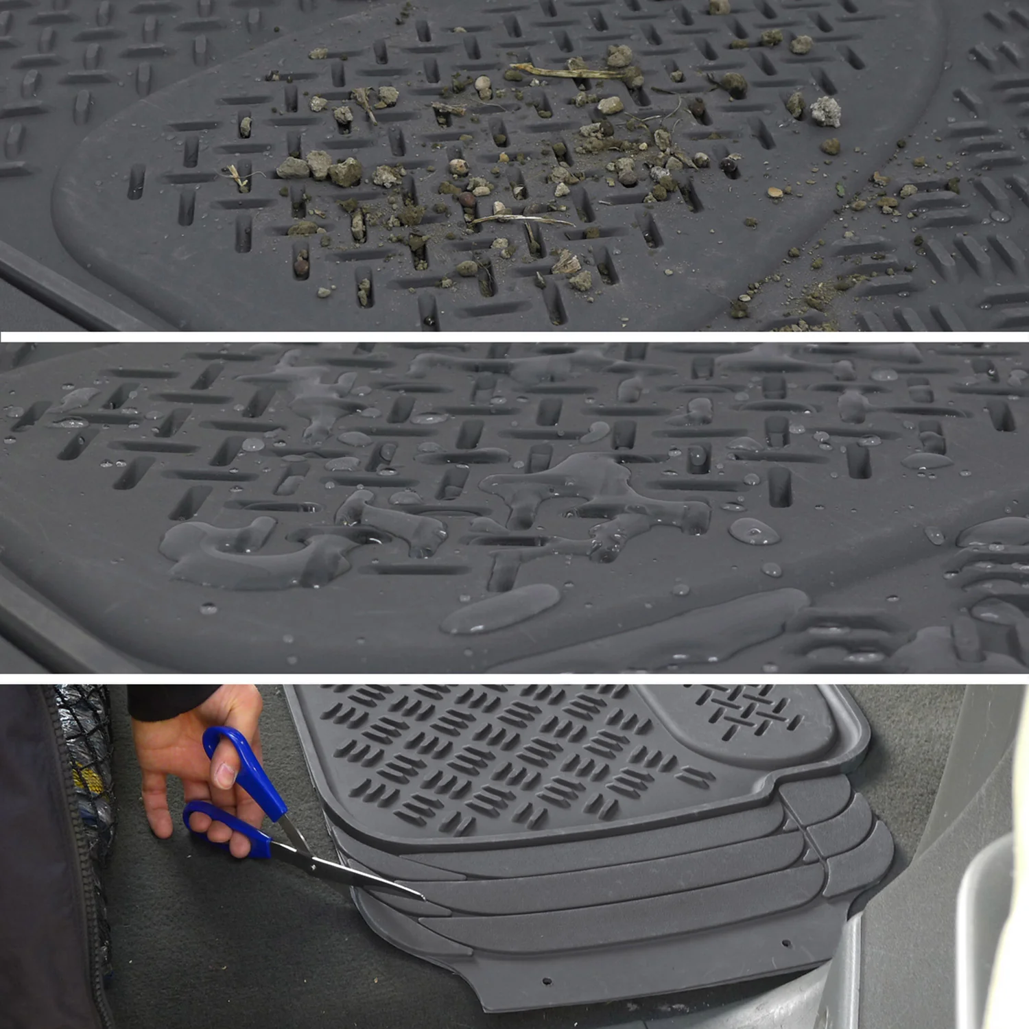 Universal fit Rubber Car Floor Mats Liner All Weather 4Pcs Gray - Image 7