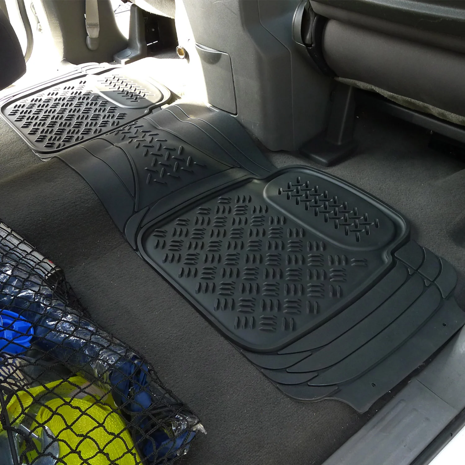 Universal fit Rubber Car Floor Mats Trunk Cargo Liner All Weather 4Pcs Black - Image 9