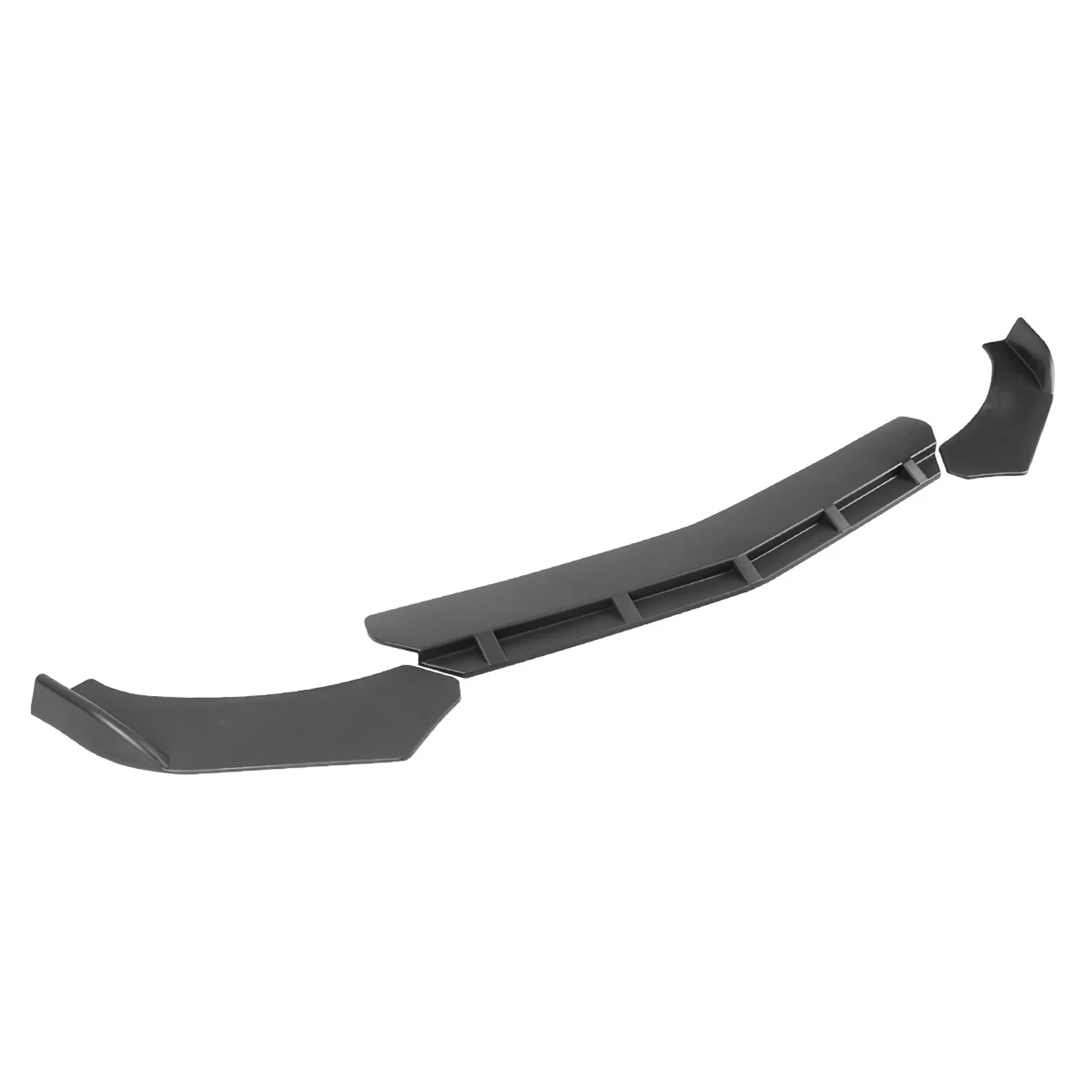 Universal Matte Black Polypropylene 3Pcs Front Bumper Lip Splitter Spoiler Set - Image 7