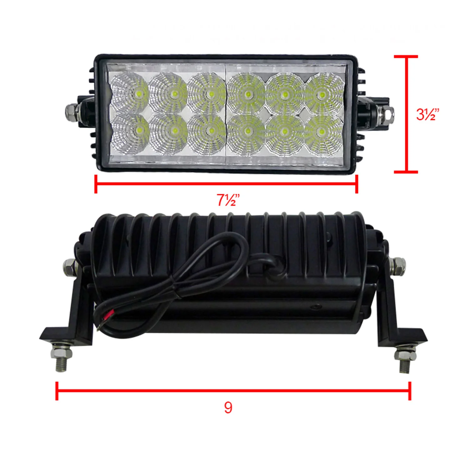 Universal Off Road 6000K Flood Beam 36W 12-LED Fog Light Black Alu Housing/Glass - Image 8