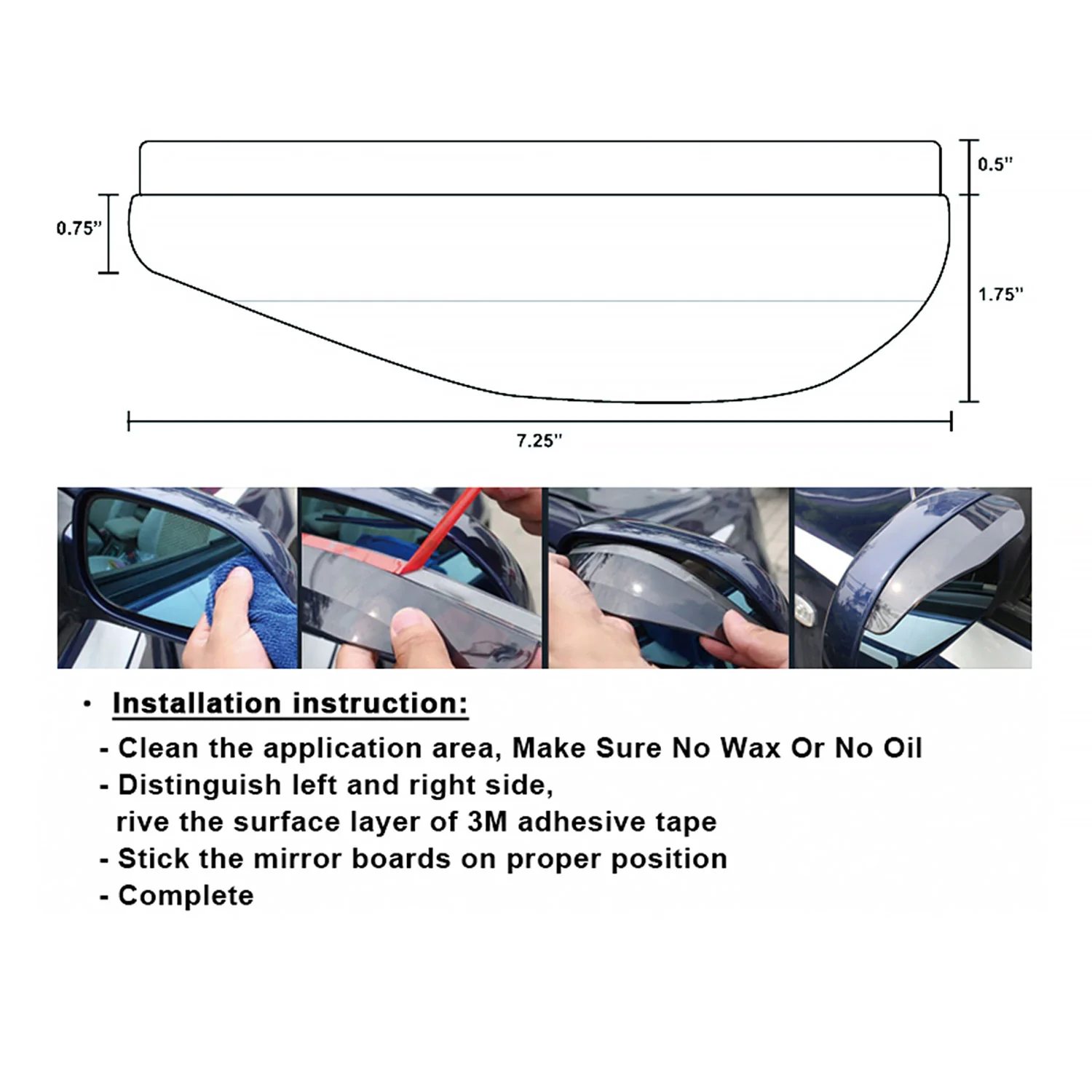 Universal Smoke PVC Plastic Car Rear View Side Mirror Rain Board Eyebrow 2Pcs - Image 3