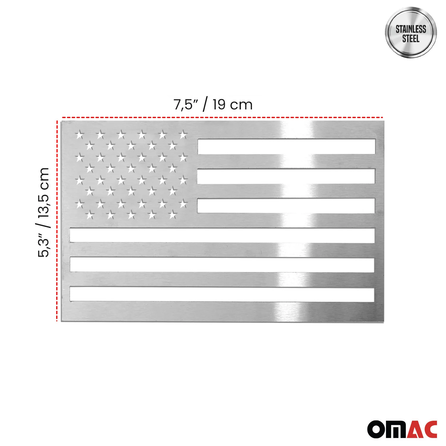 US American Flag 4 Pack Brushed Chrome Decal Car Sticker Emblem Stainless Steel - Image 2