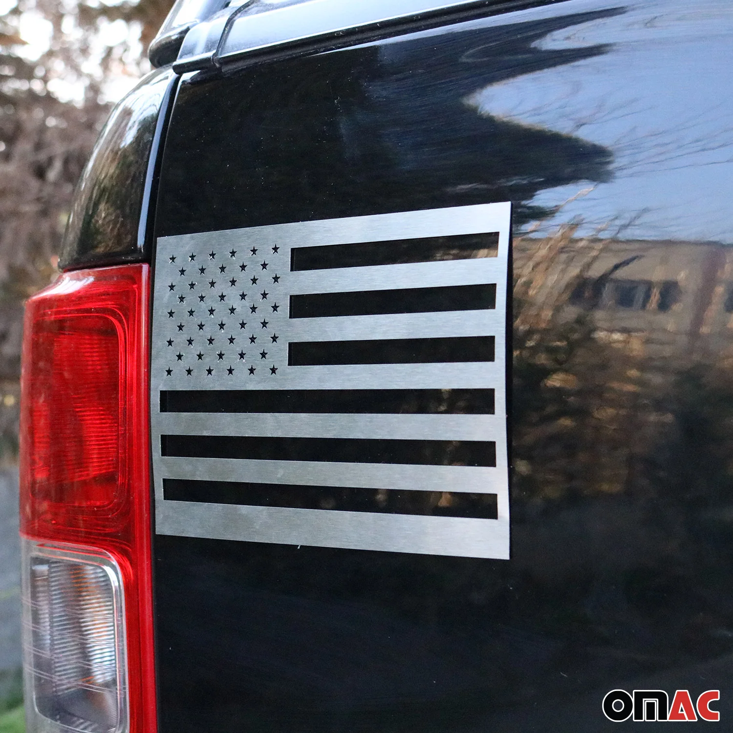 US American Flag 4 Pack Brushed Chrome Decal Car Sticker Emblem Stainless Steel - Image 3