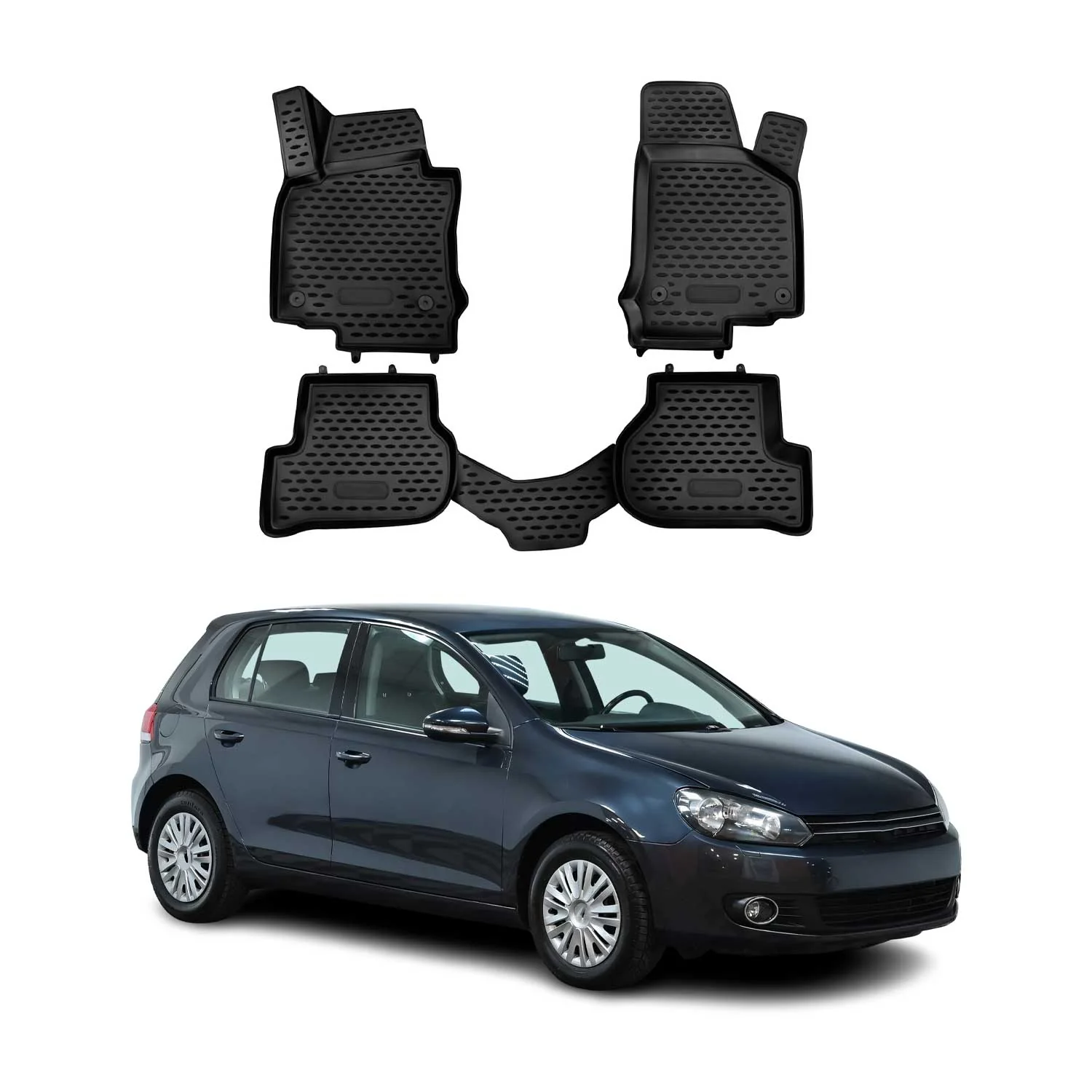 2007-2014 VW Golf Mk6 Floor Mats Liners Full Set All Weather Black