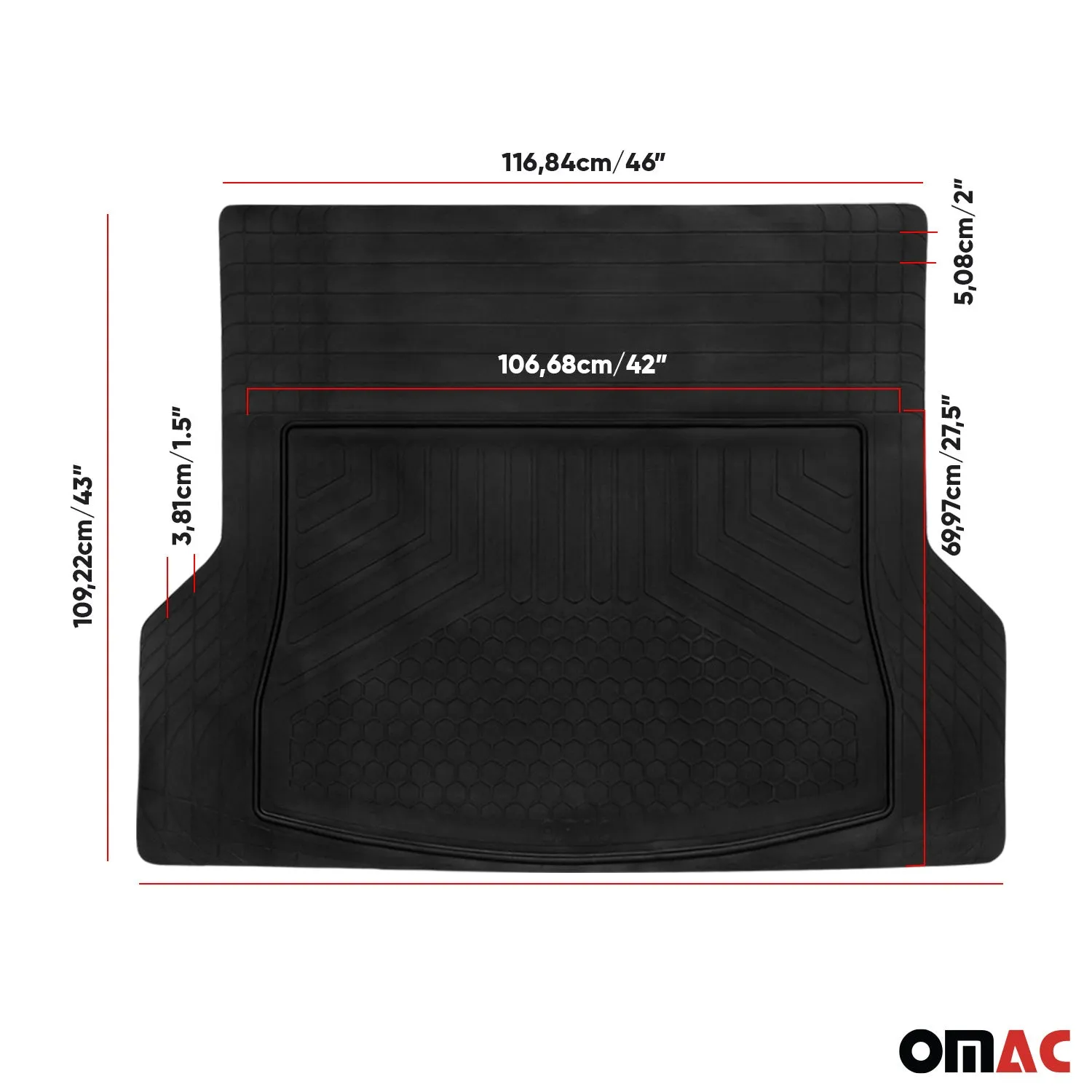 2016-2021 Mazda CX-3 Semi-Custom fit Cargo Mat Liner Waterproof Rubber Black 1Pc - Image 5