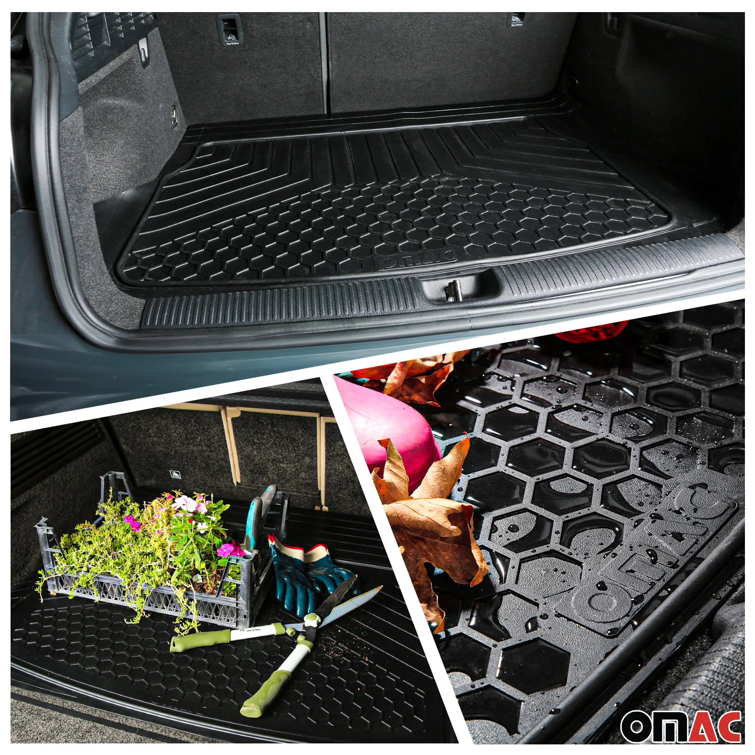 Dodge Grand Caravan Semi-Custom fit Floor Mats & Cargo Liner Black 5Pcs - Image 3