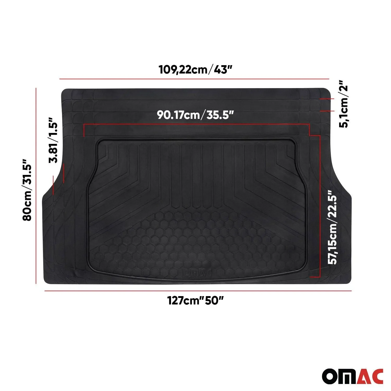 Pontiac Semi-Custom fit Cargo Mats Liner All Weather Black Rubber - Image 5