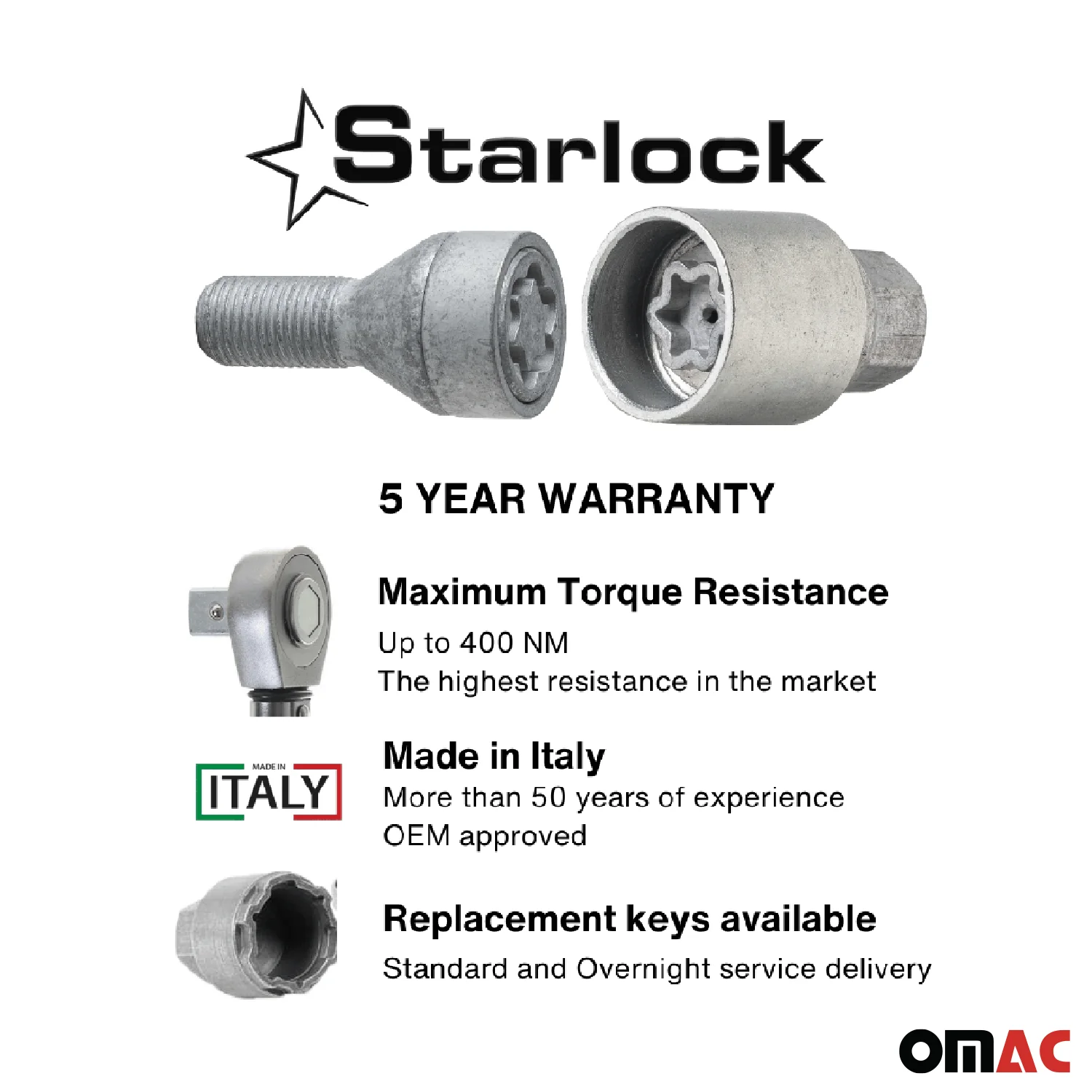 Wheel Lock Kit for Chrysler 200 2015-2017 M12X1,25 Galvanized Silver 4Locks&1Key - Image 3