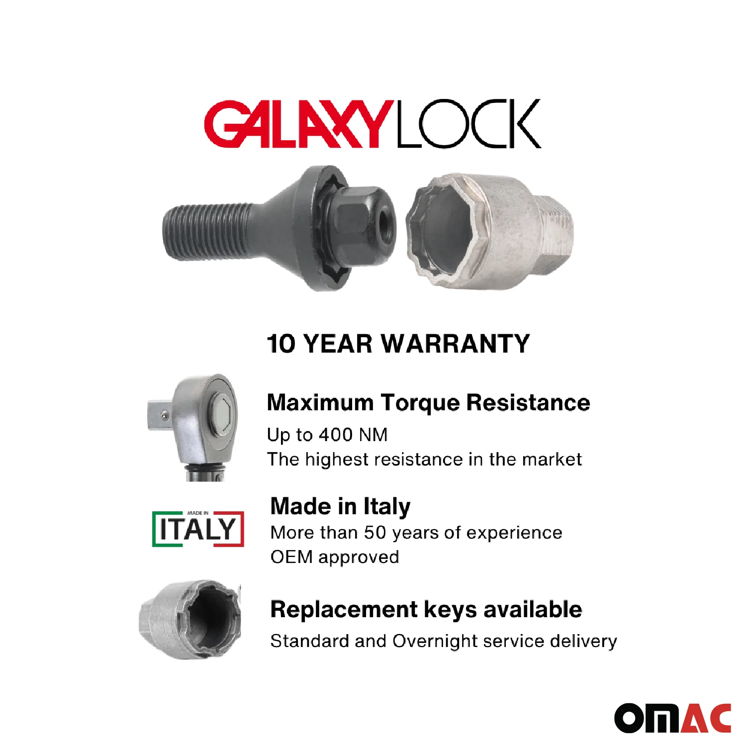 Wheel Lock Kit for Chrysler 200 M12X1.25 Bolt Chromed Black 4Locks & 1Key - Image 3
